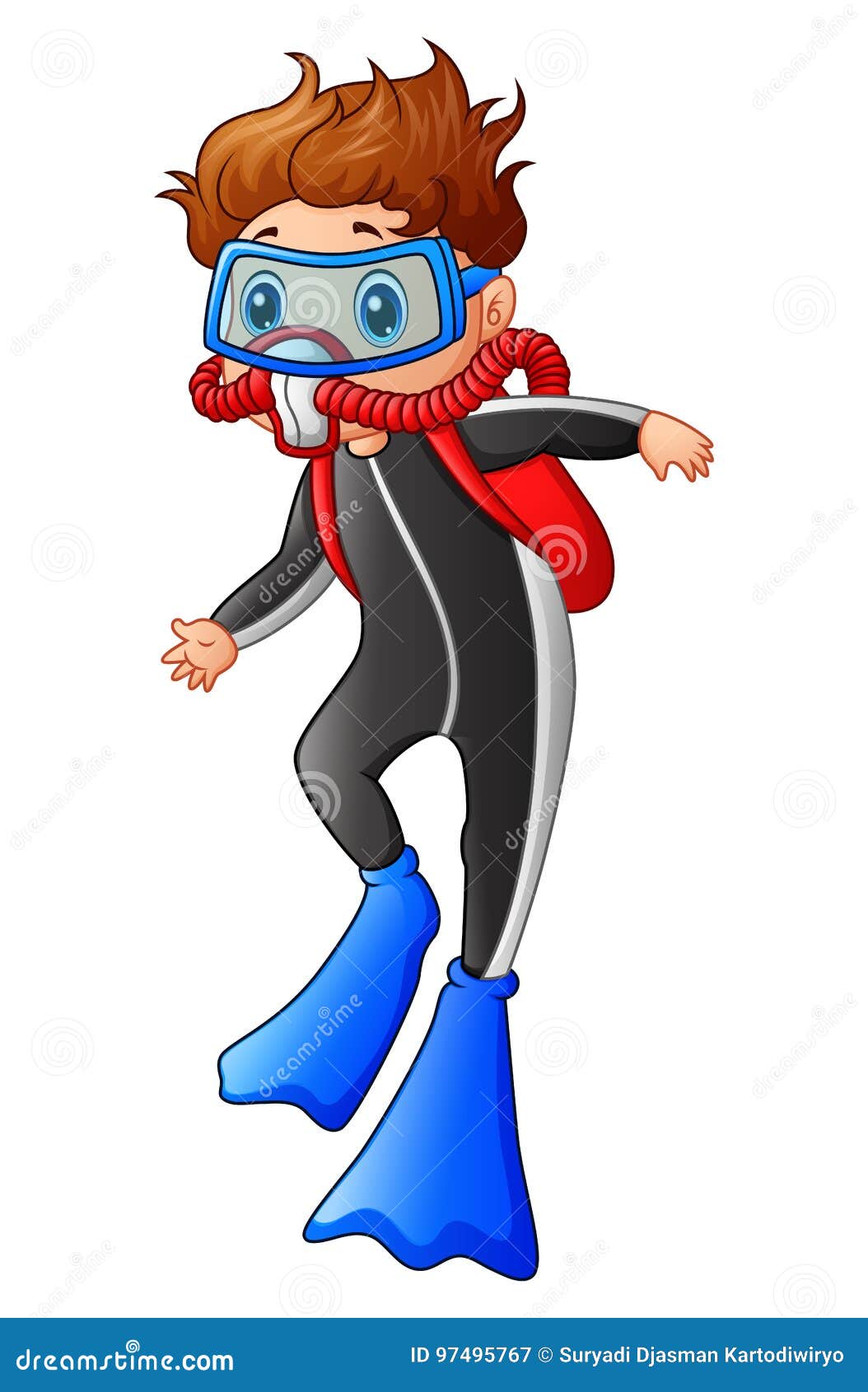 Snorkeling boy cartoon stock vector. Illustration of child 97495767