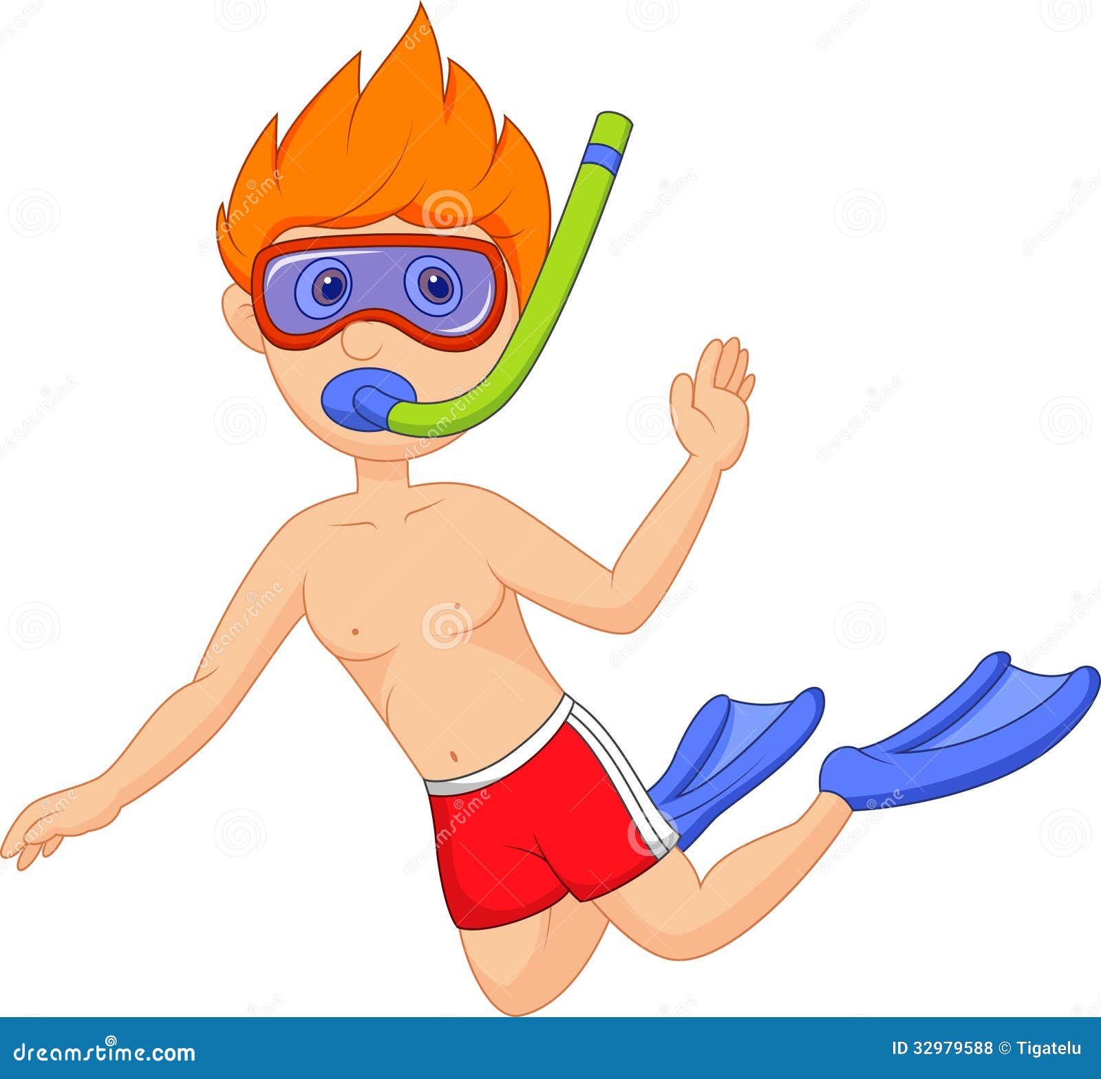 Snorkeling kid cartoon stock vector. Illustration of season 32979588