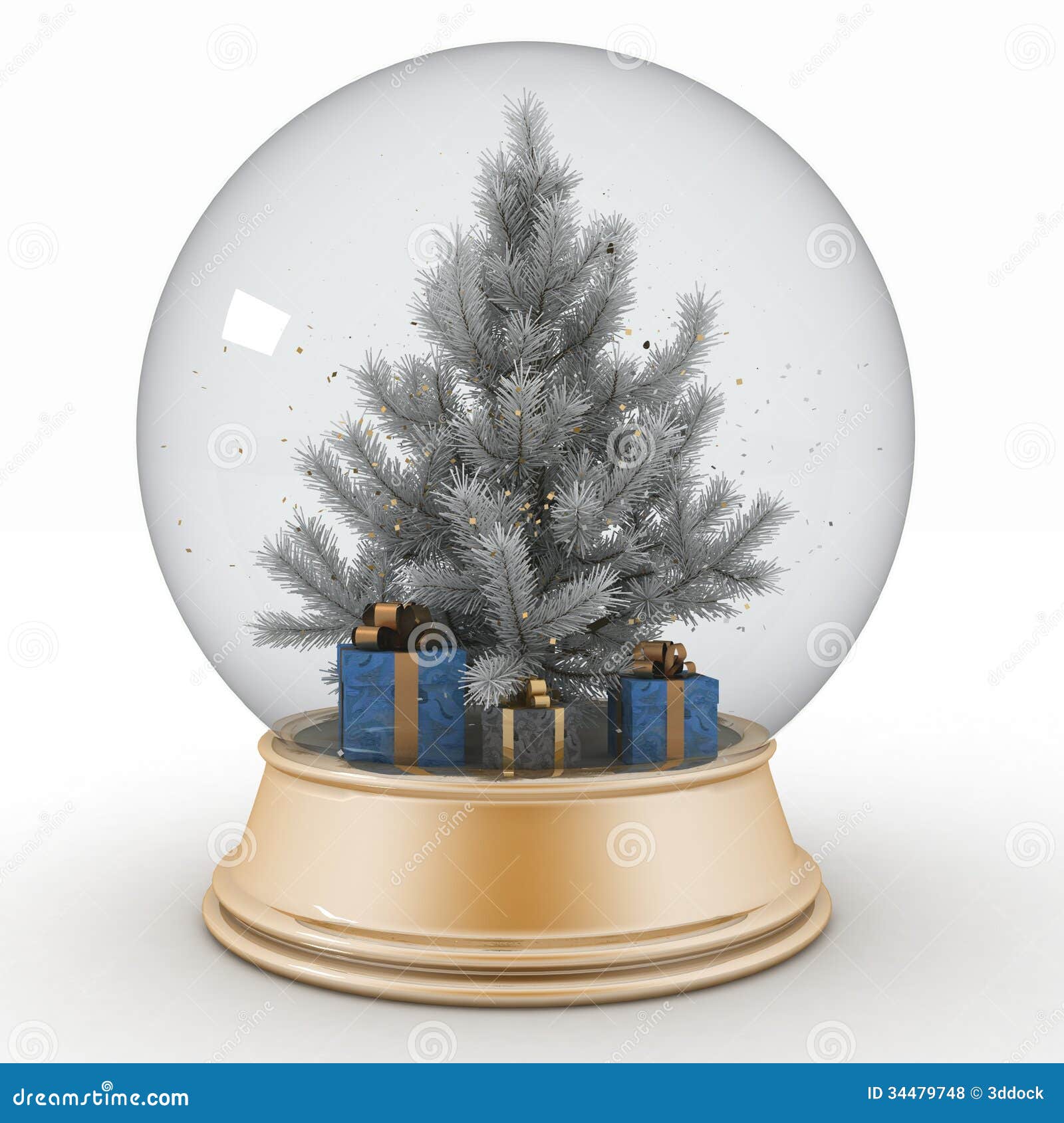 Snow Ball With Christmas Tree And Presents Royalty Free 