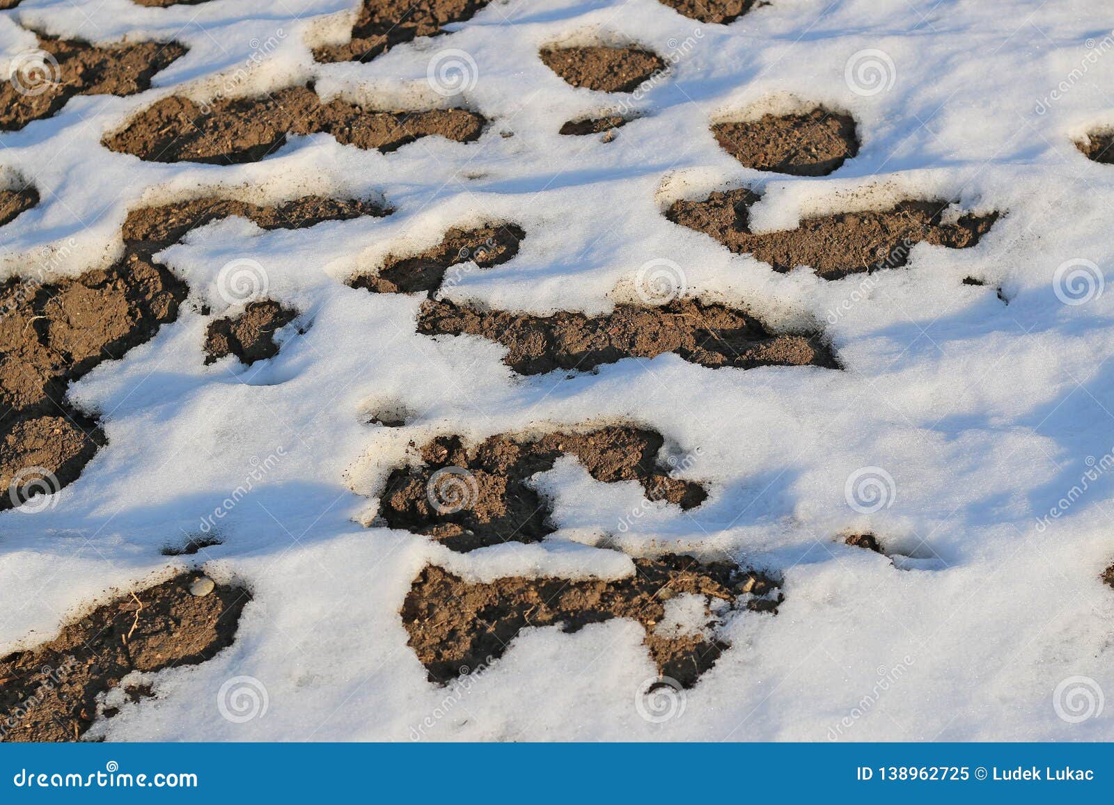 Snow Begins To Melt at the End of the Winter Stock Image Image of