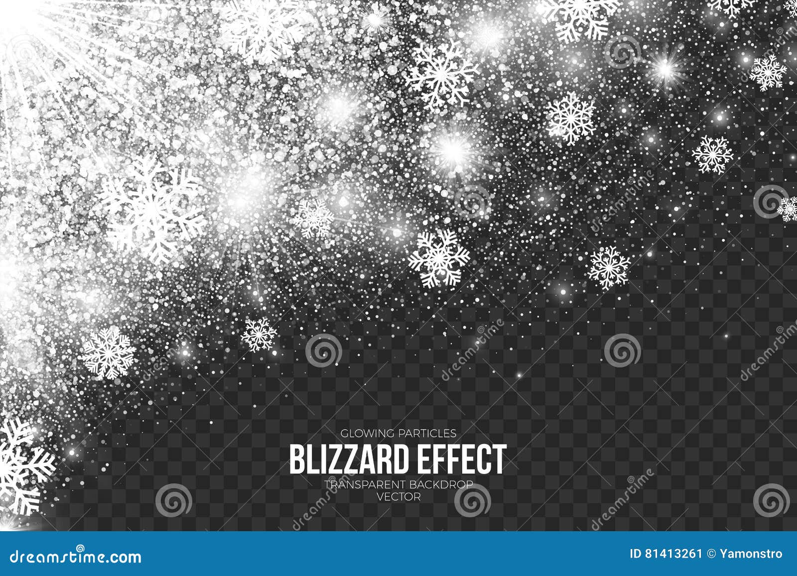 snow blizzard effect on transparent background 
