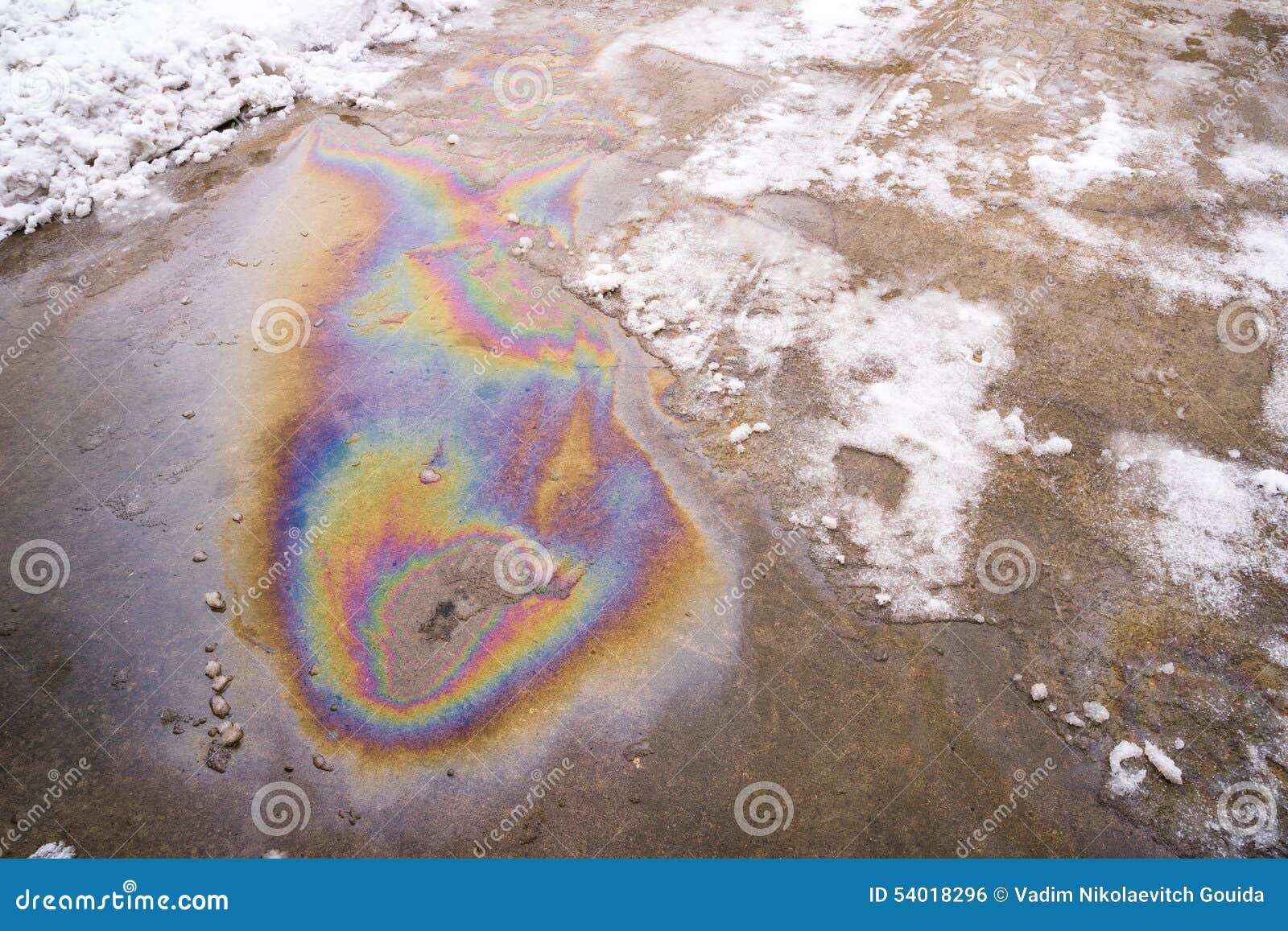 Snow Blower Gas Spill on Driveway Stock Photo Image of pollution, contamination 54018296