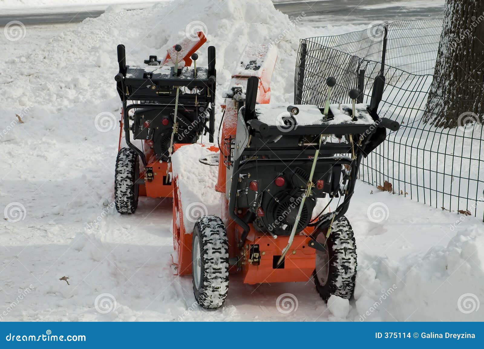 Snow blowers on a break stock photo. Image of power, snowblower 375114