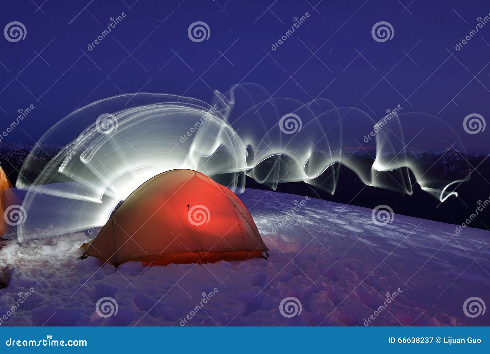 snow camping and light painting on seymour mountain