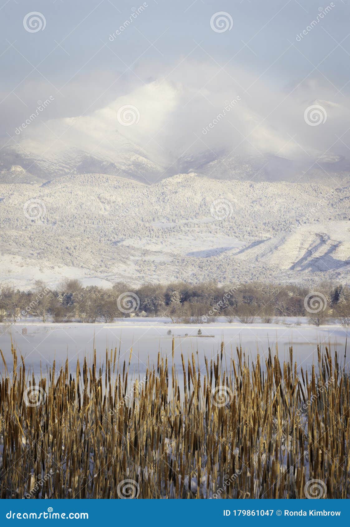 Snow Capped Longs Peak Mountain Stock Image - Image of background ...