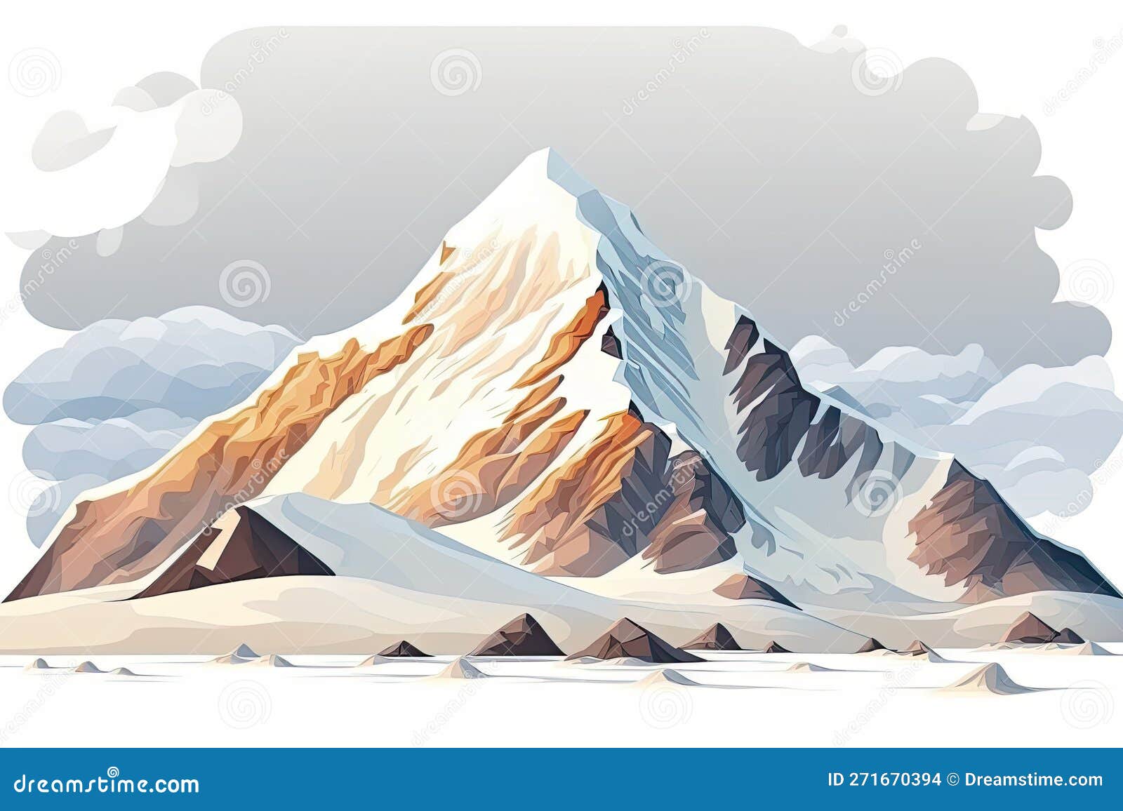 A Snow Capped Mountain Stands Alone Against a Blank White Landscape Stock  Illustration - Illustration of cloud, mammal: 271670394, image size:1600x1156