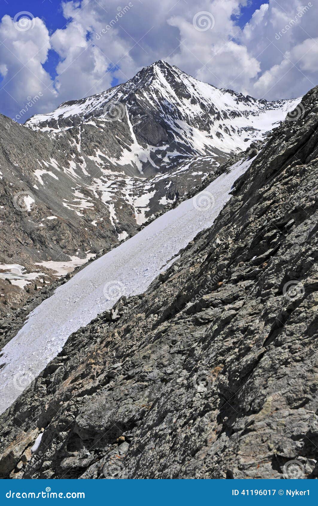 snow capped peaks and rock in the sangre de cristo range, colorado