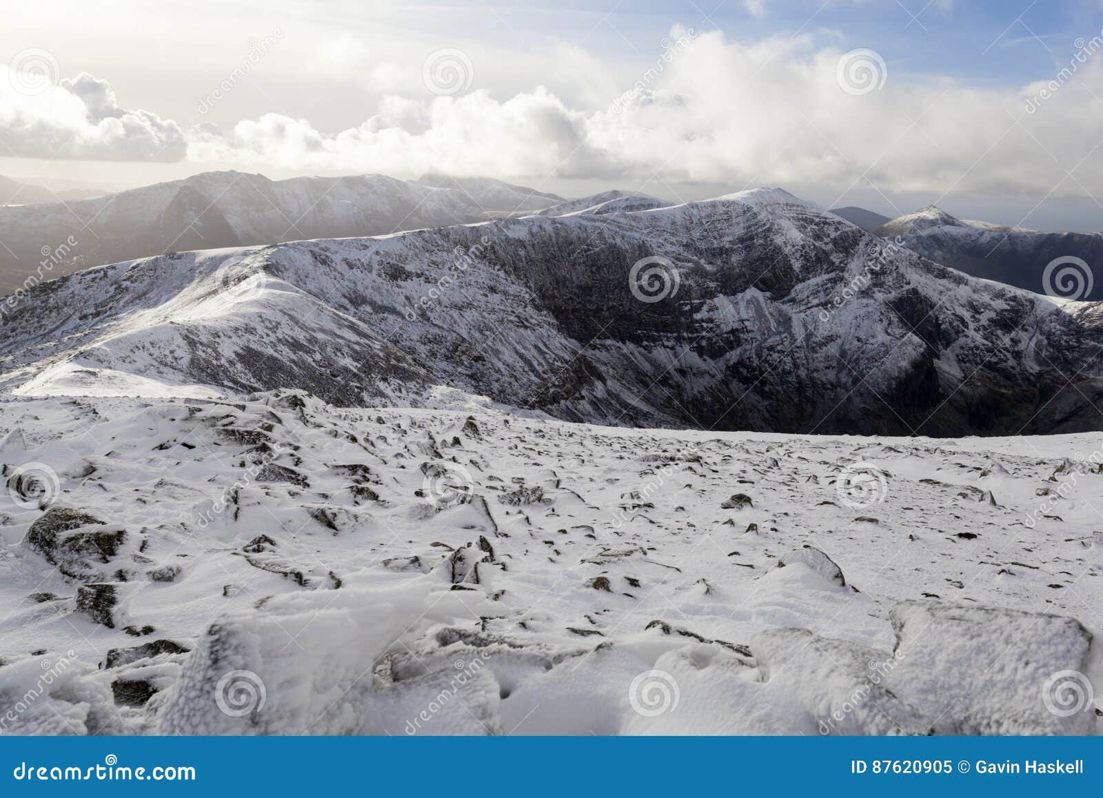 snow on the carneddau mountains