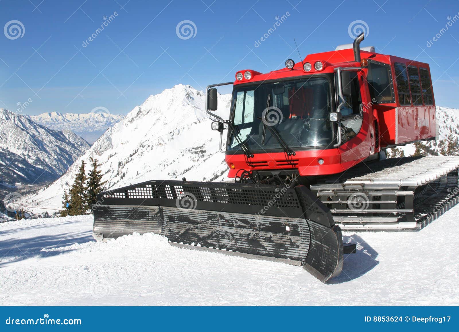 Snowcat and Mountain in Winter Stock Photo Image of snow, skiing