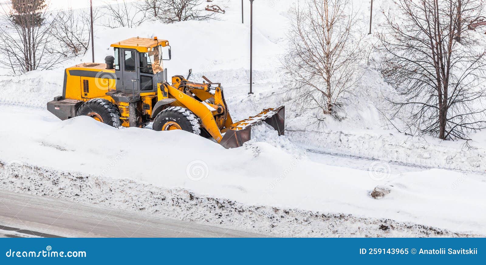 Snow Clearing Tractor Clears The Way After Heavy Snowfall Stock Image Snow Clearing Tractor Clears The Way After Heavy Snowfall Stock Image