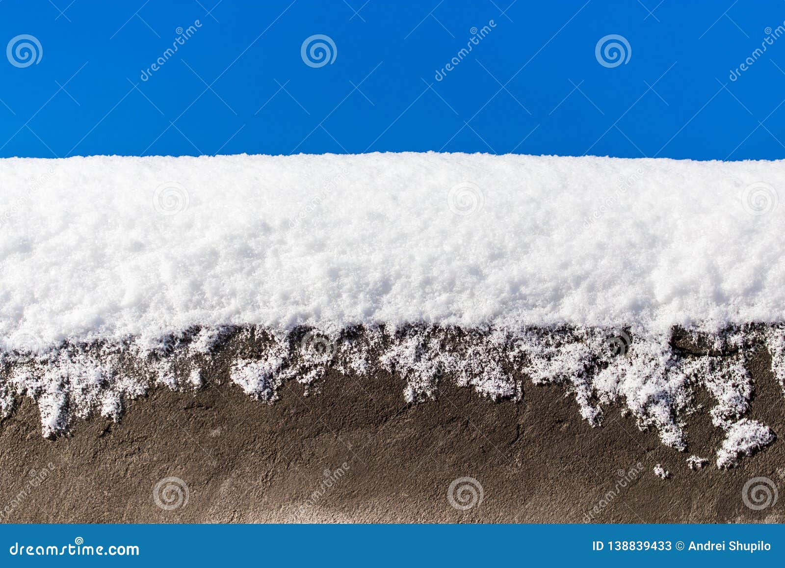 Snow on Concrete Against a Blue Sky Stock Image Image of beauty