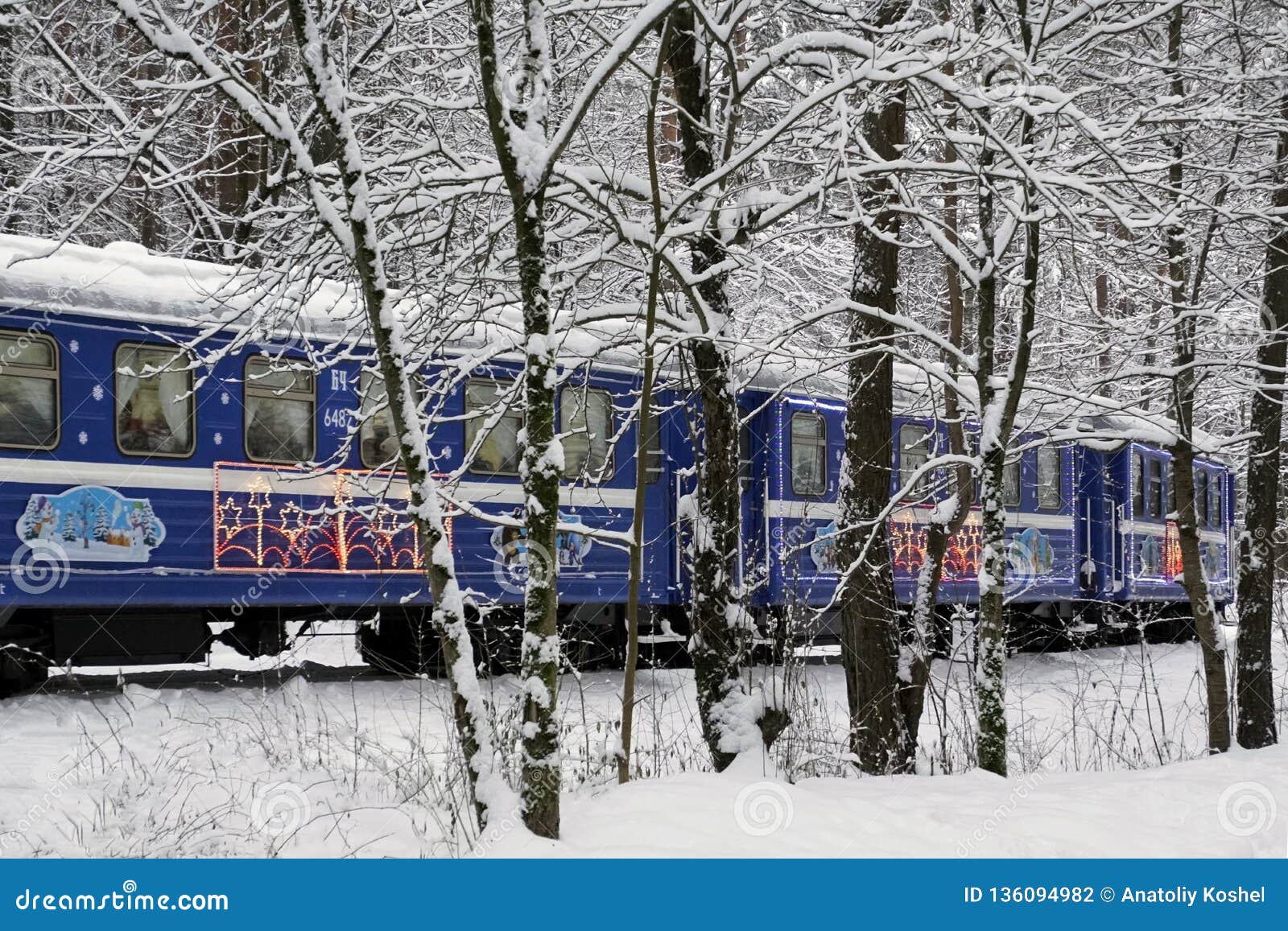 snow covered forest. winter. january. the train travels by rail in the forest. freezing day