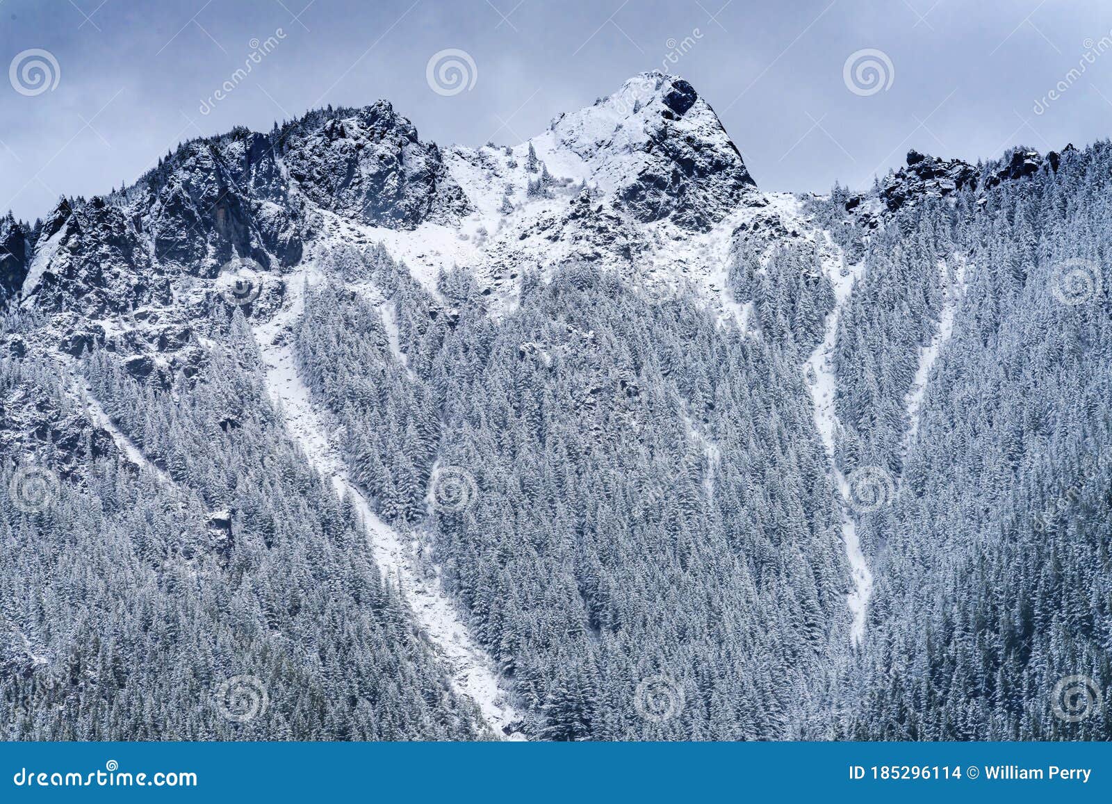 Snow Covered Mount Si Peak Snow North Bend Washington Stock Photo