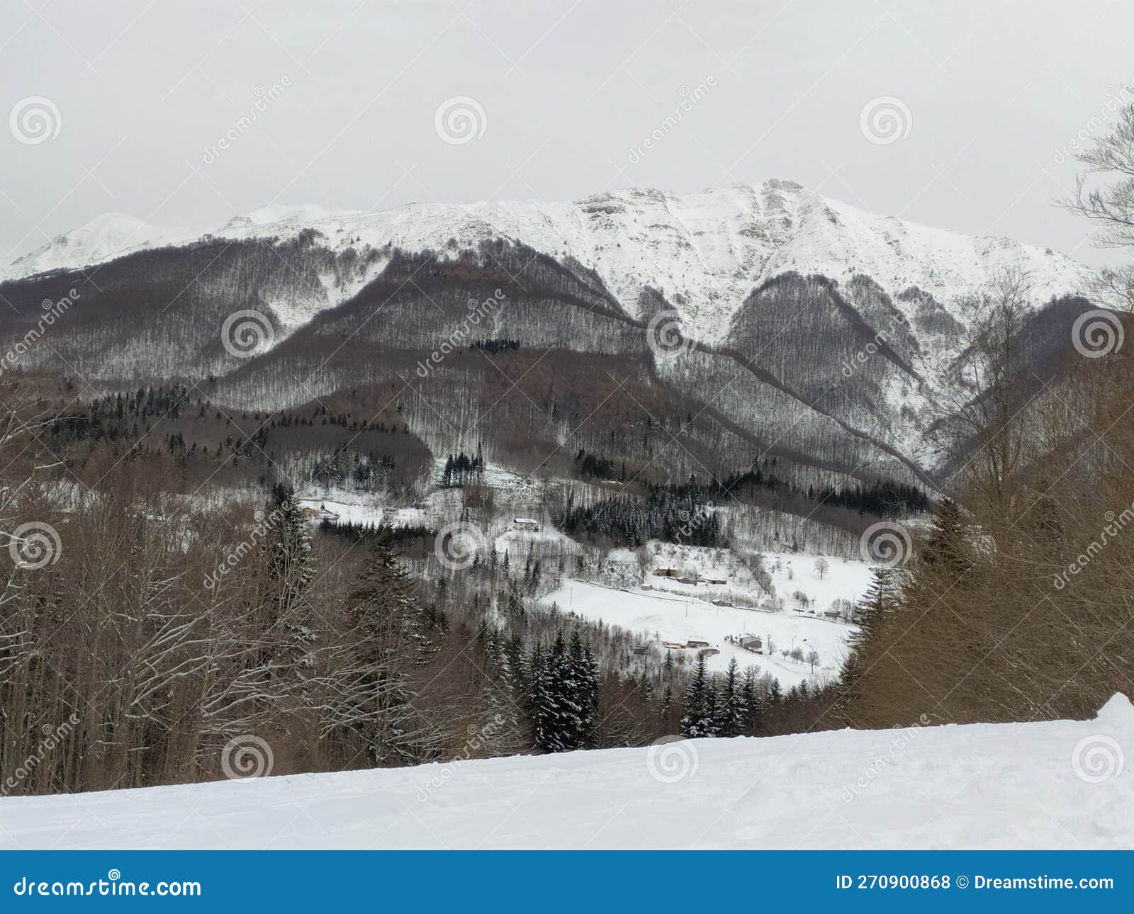 snow covered mountains in winter, abetone, pistoia, italy,