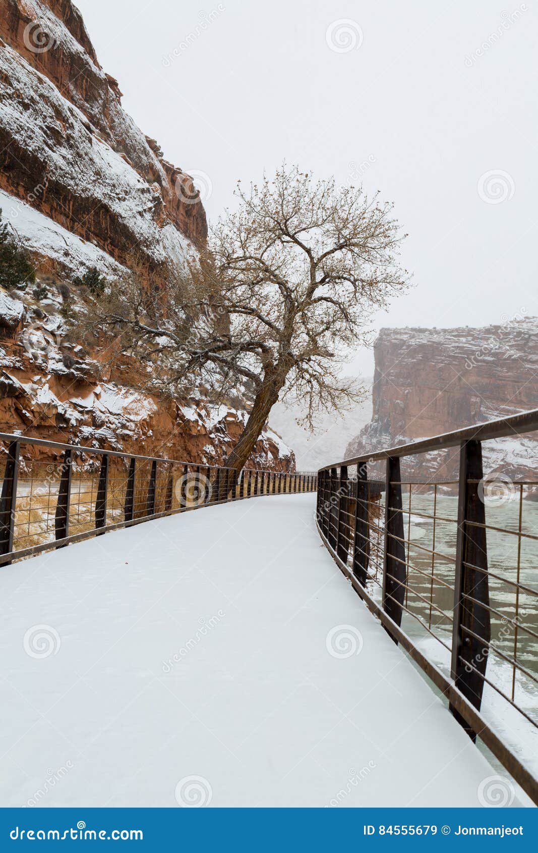 Snow Covered Path stock image. Image of cloudy, landscape - 84555679