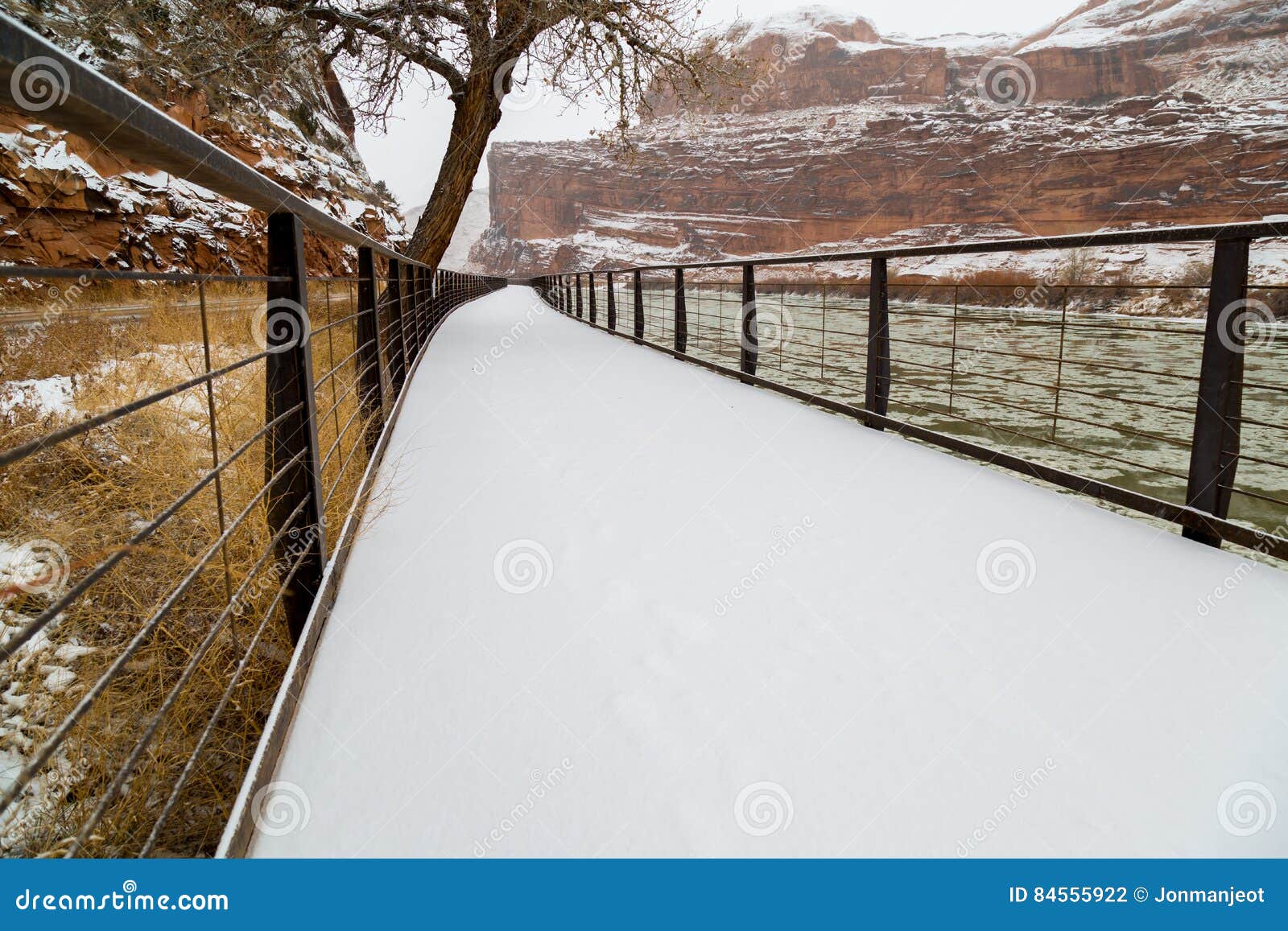 Snow Covered Path stock photo. Image of path, landscape - 84555922