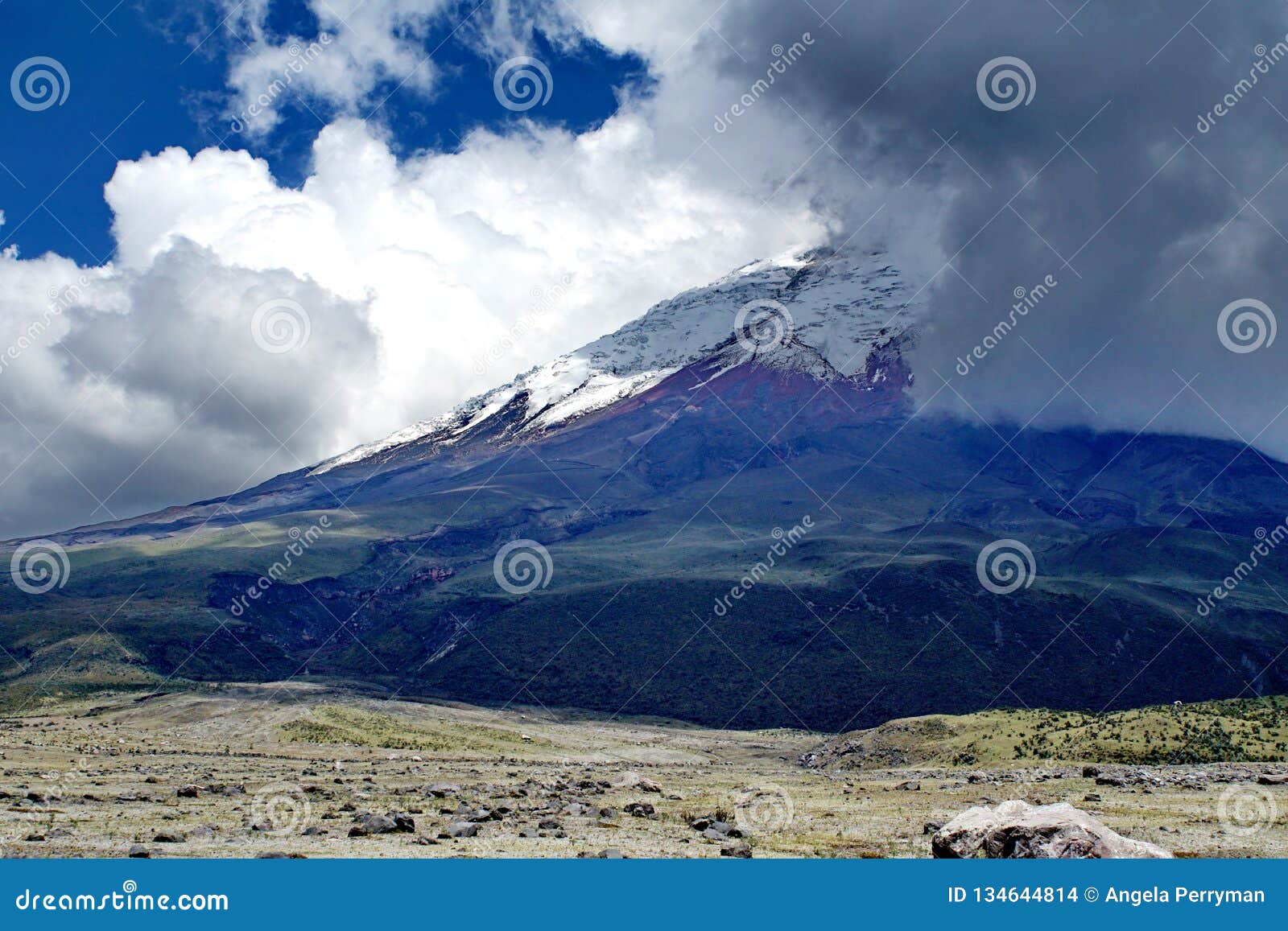 Snow Covered Peak of Cotopaxi Volcano Stock Photo - Image of volcano ...