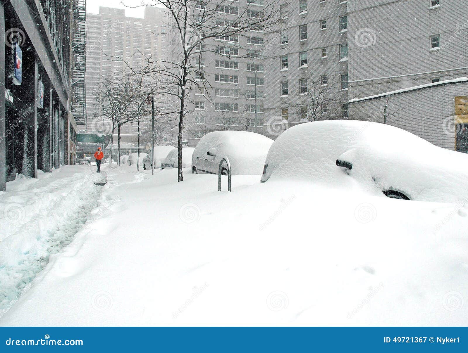 Snow Covered Street after Snowstorm, New York City Stock Image - Image ...