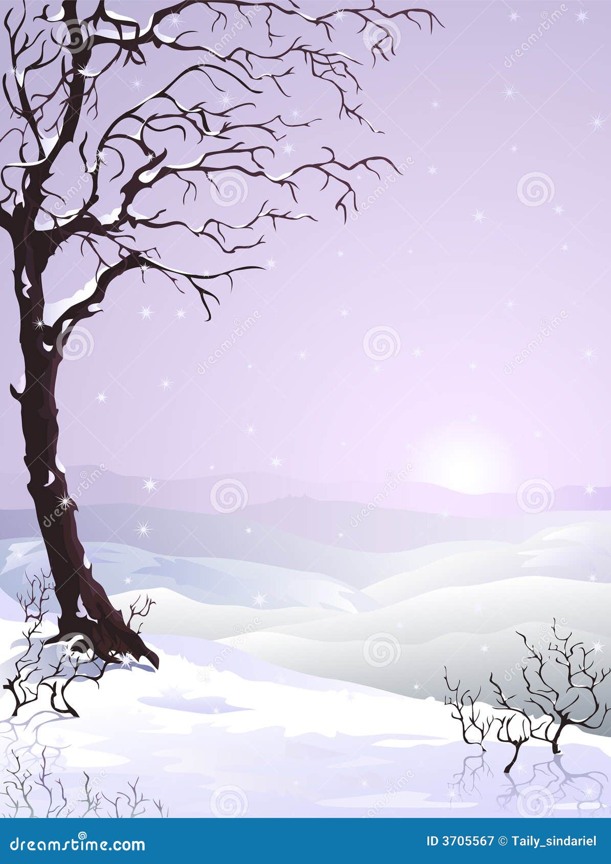 Snow-covered tree stock vector. Illustration of clear - 3705567