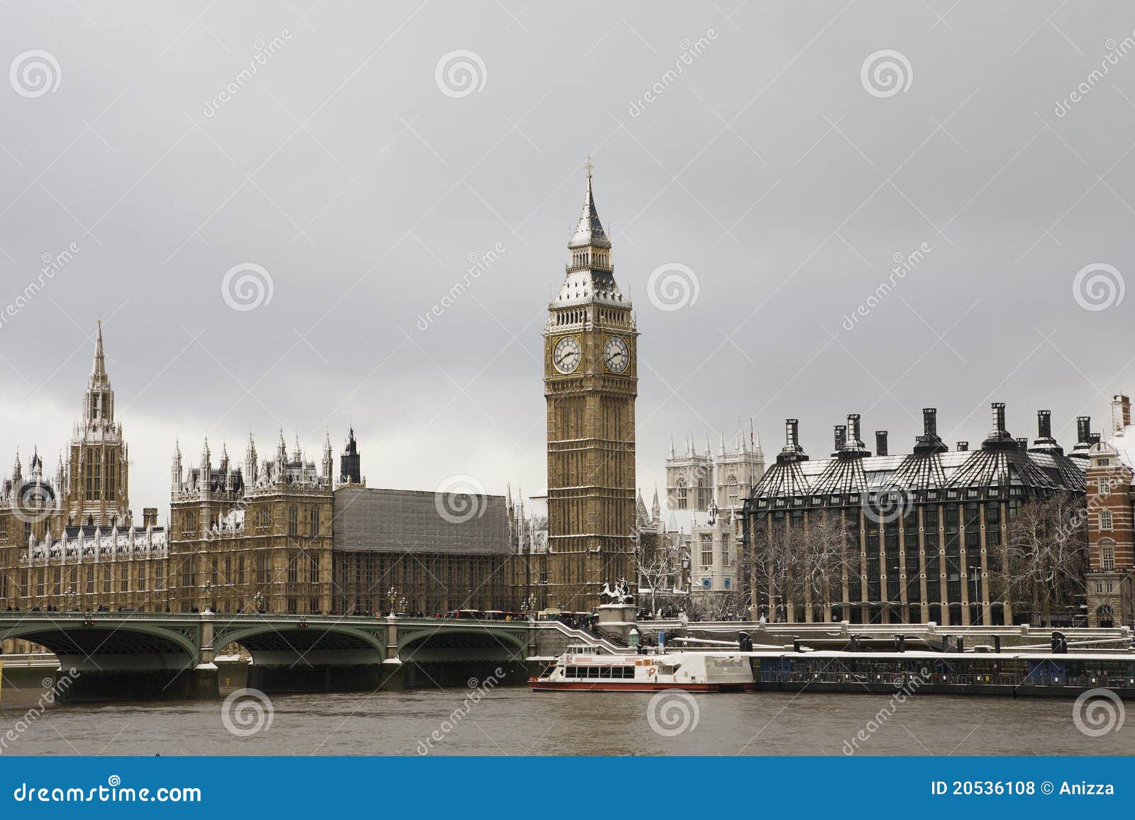 Snow Covered Westminster stock photo. Image of city, europe 20536108