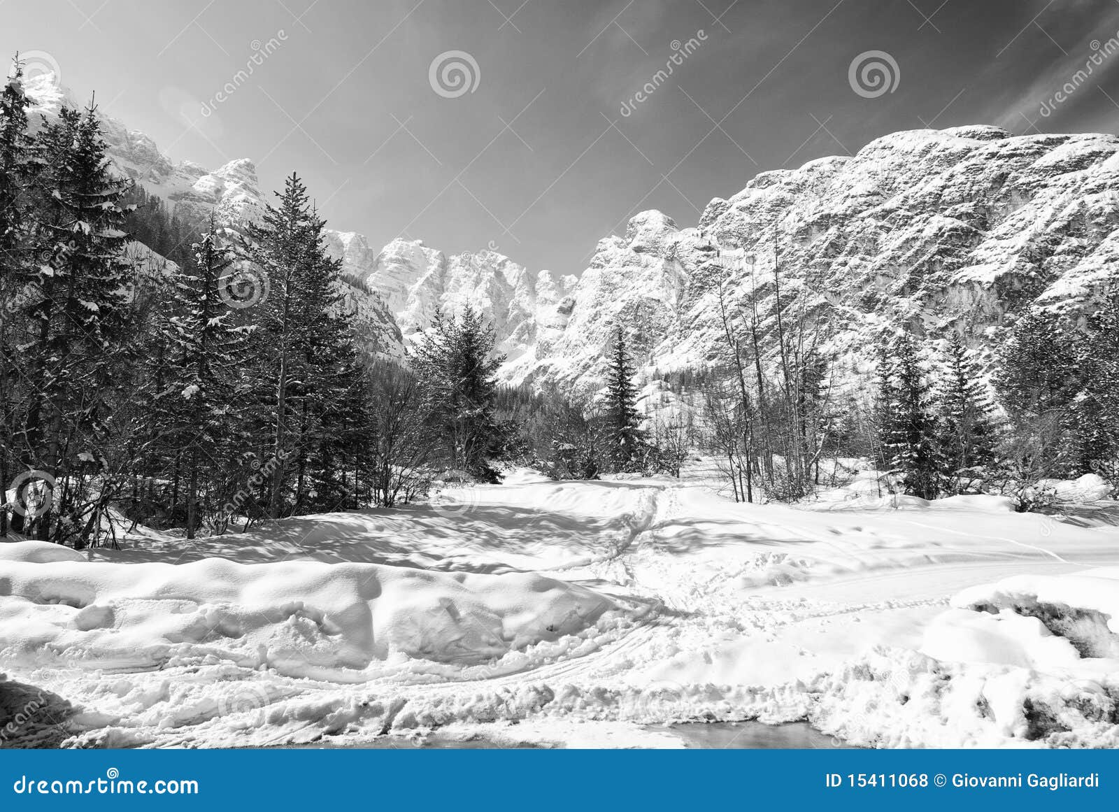 Snow On The Dolomites Mountains, Italy Stock Photo Image of line