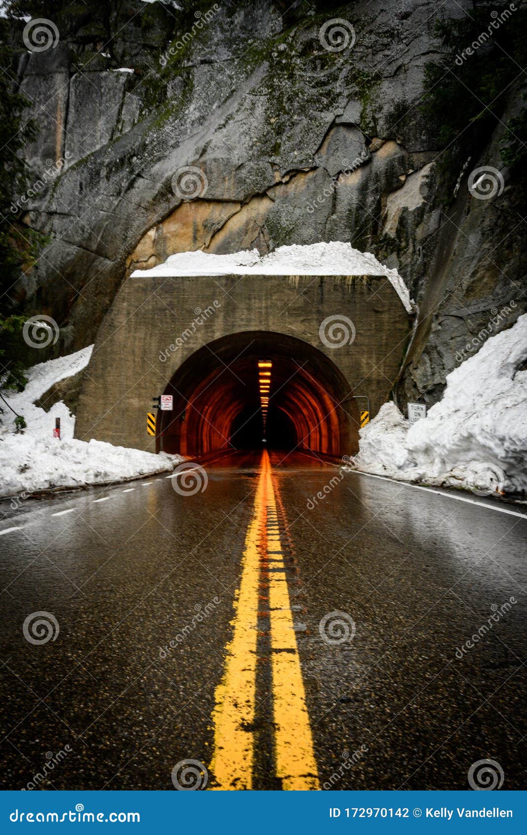 snow at the entrance of the wawona tunnel