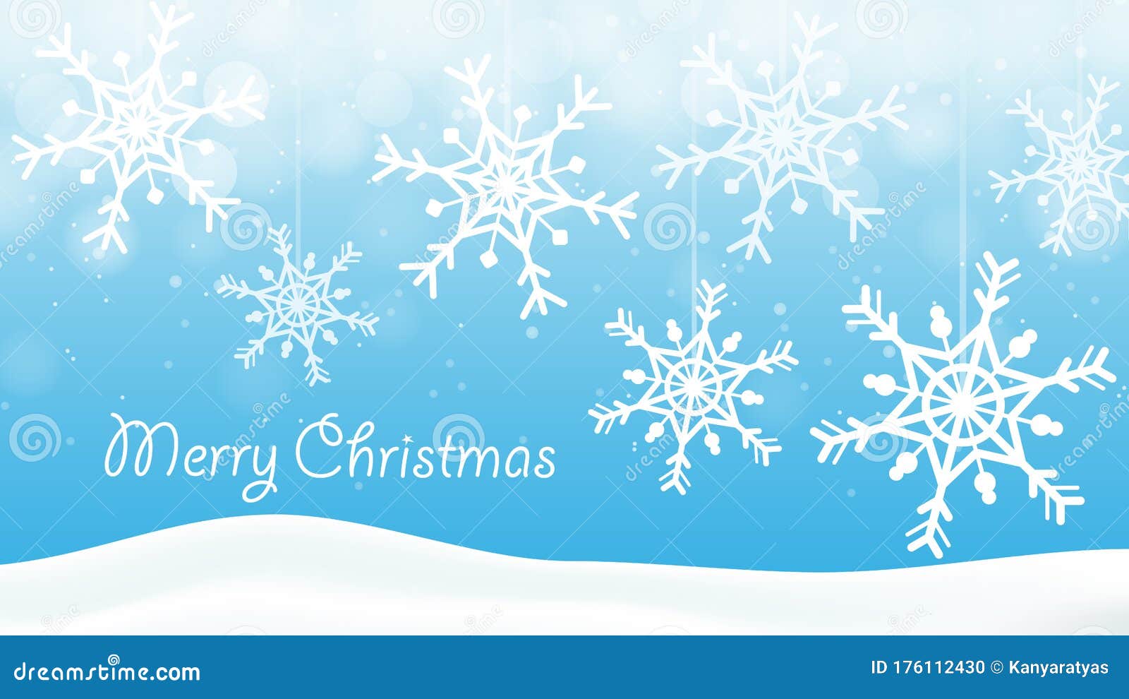 Snow Flakes Cartoon Decorative On White Blue Bokeh ...