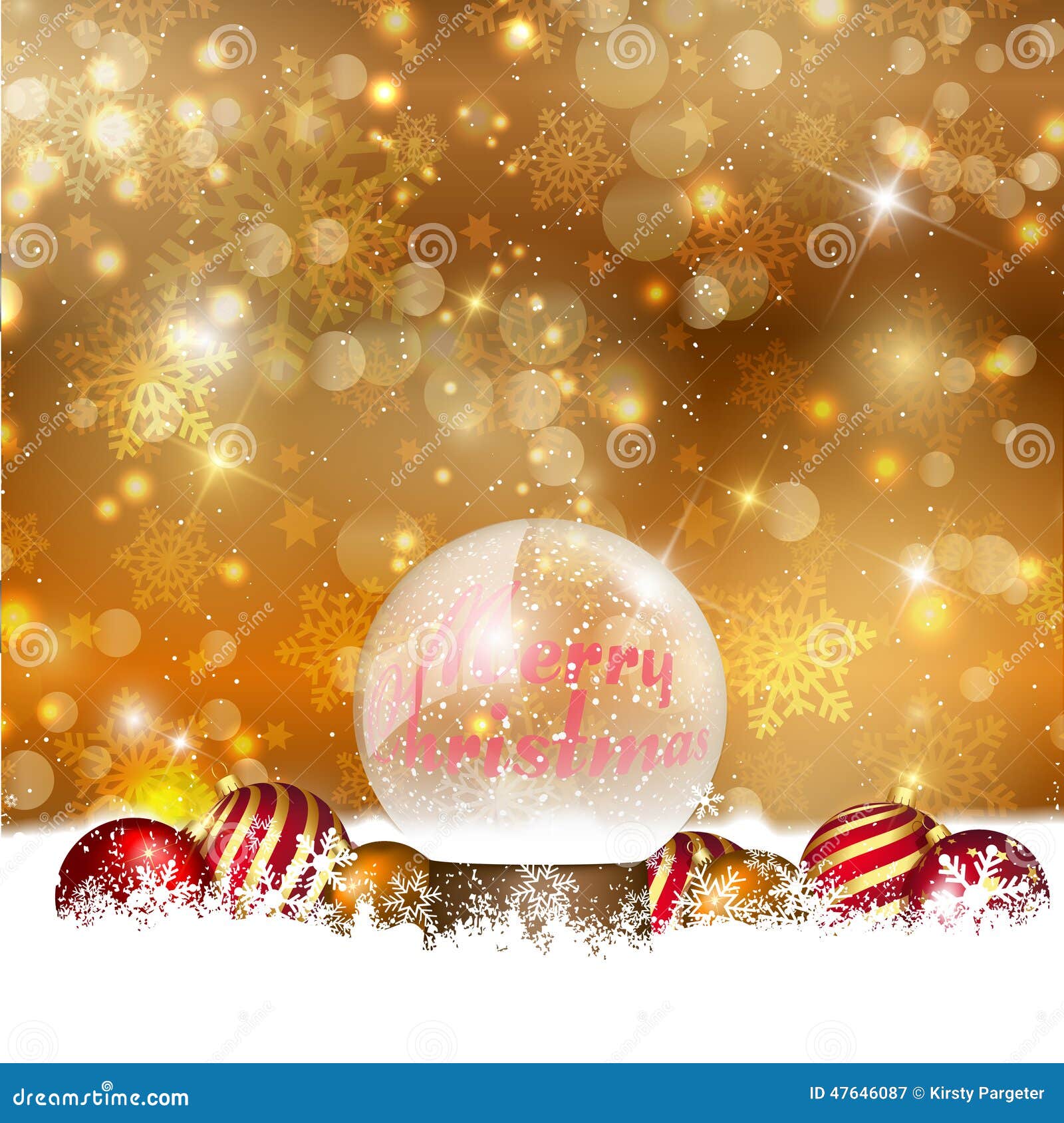 Snow Globe on a Christmas Background Stock Illustration Illustration