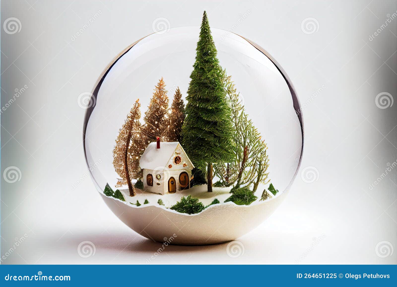 A Snow Globe with a House and Trees Inside of it Stock Illustration