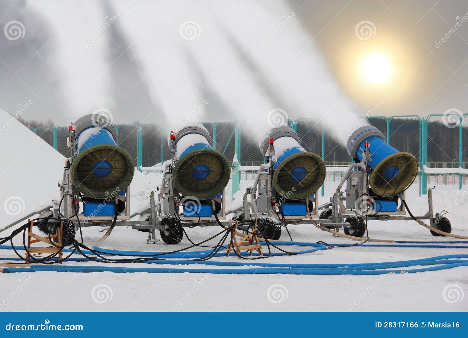 Snowmaking guns stock photo. Image of machines, hills 28317166