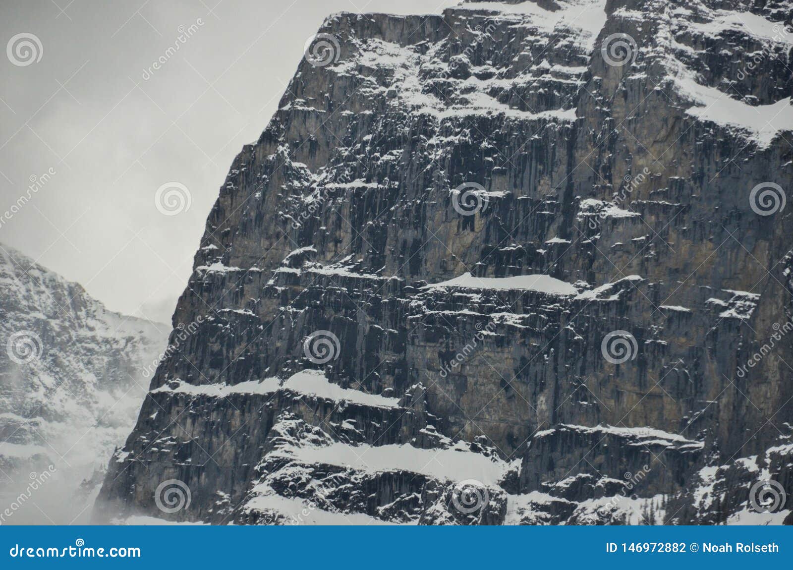 Snow Melting Down Mountain Cliffs. Stock Photo Image of mountain