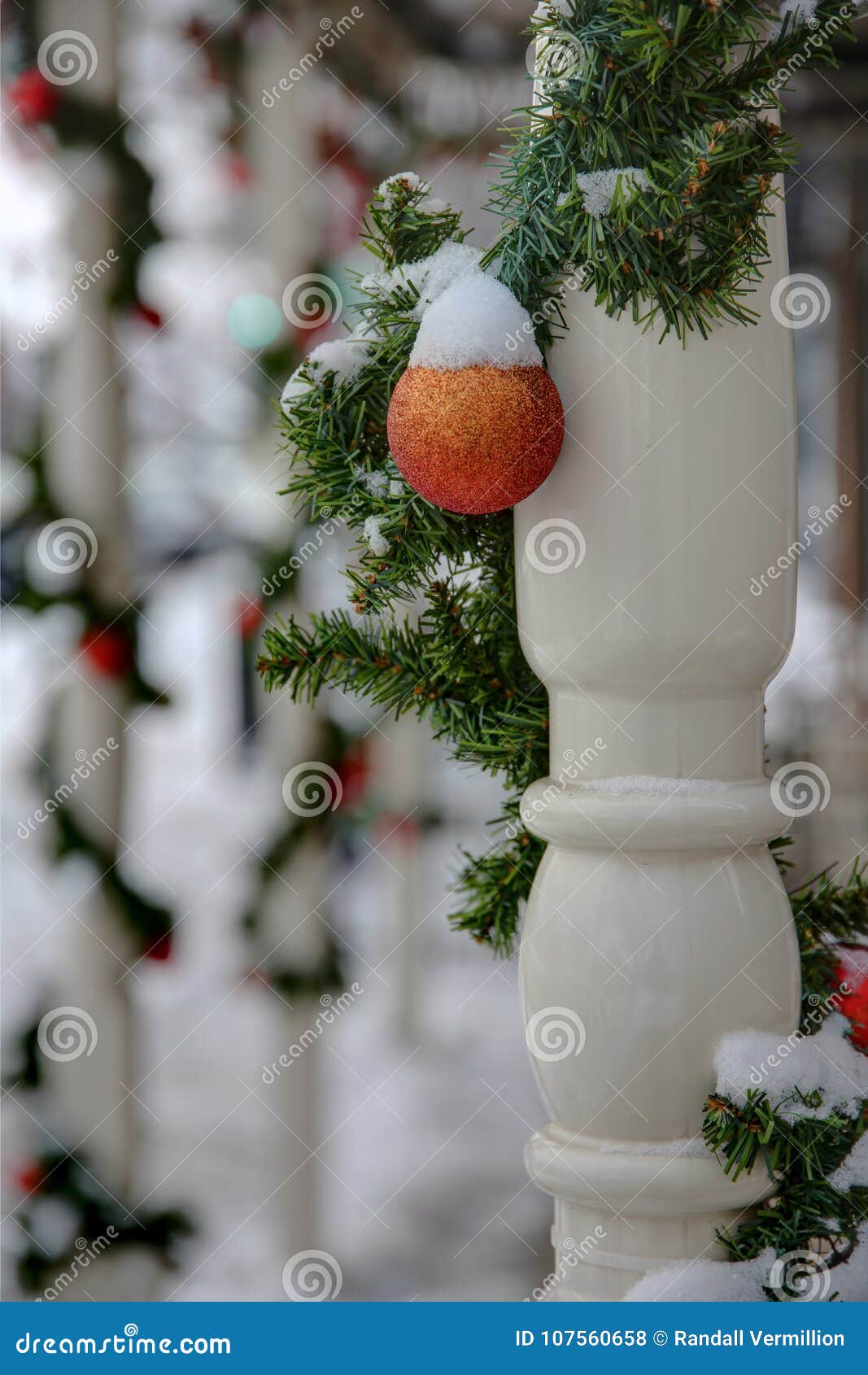 snow on ornaments