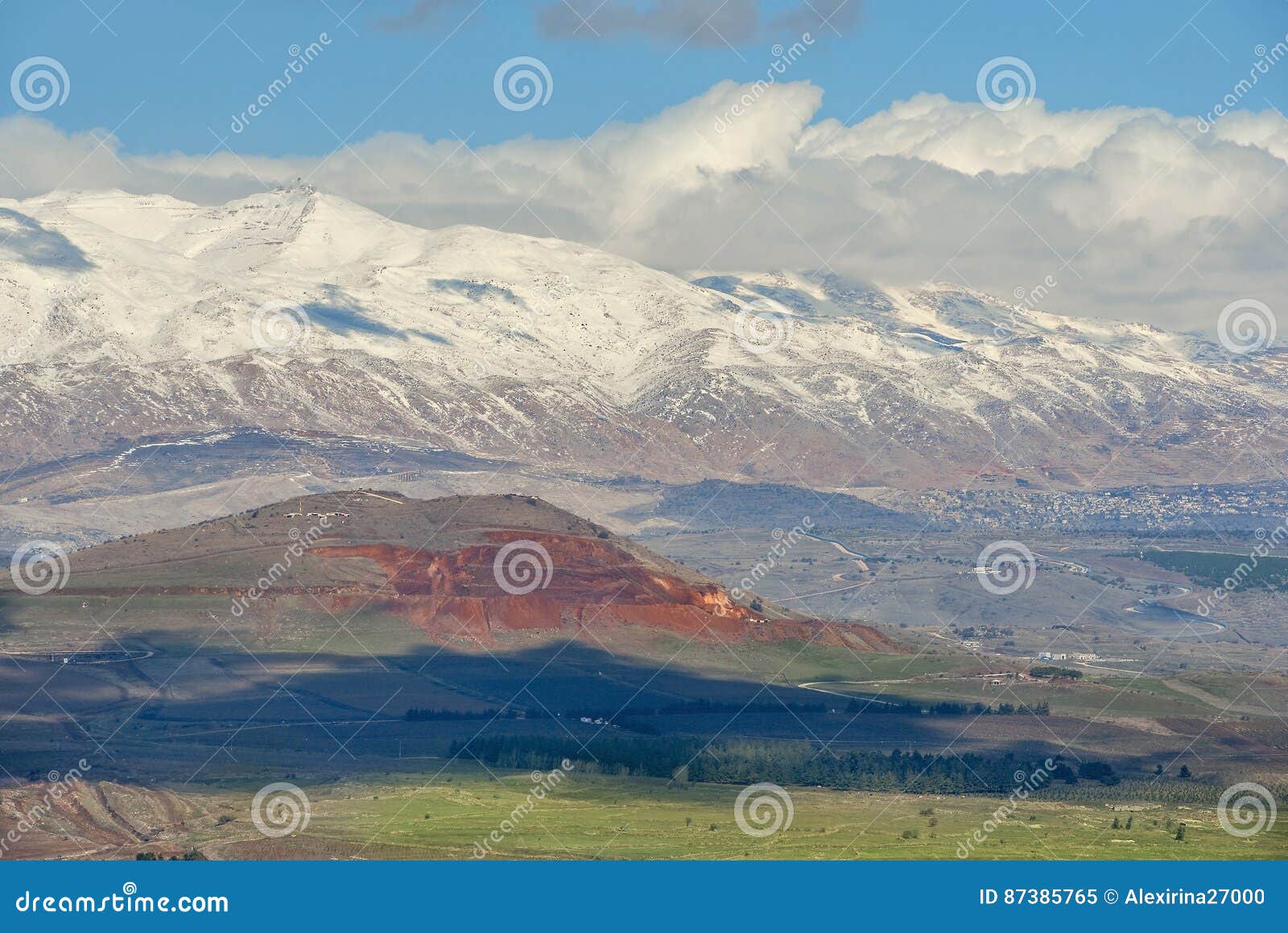 snow on mount hermon, golan heights, israel