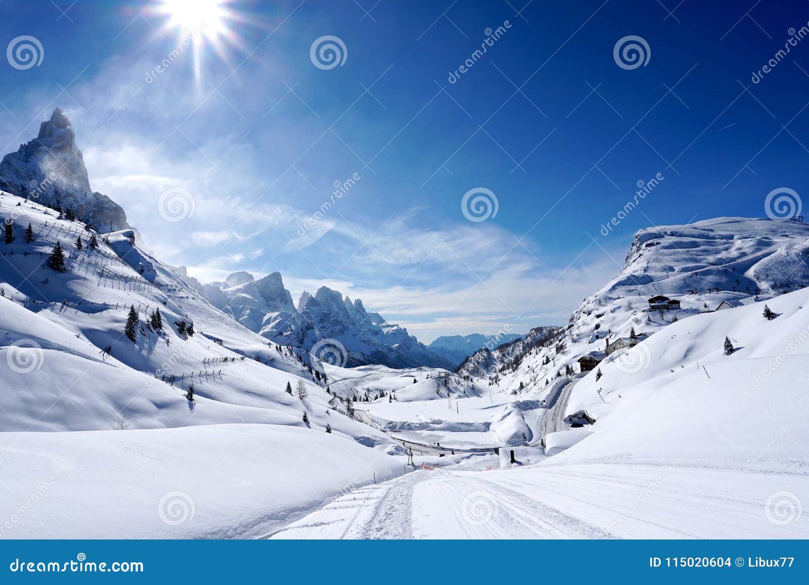 snow mountains landscape sunny day