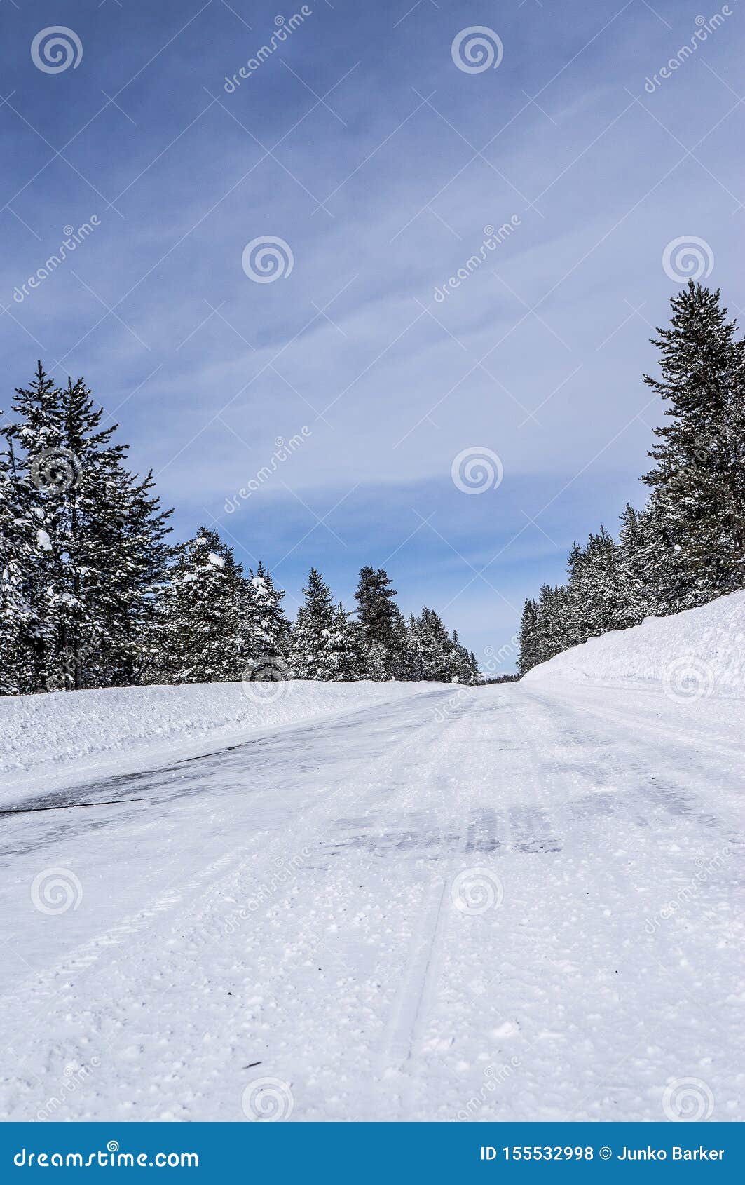 Snow Packed Road at Island Park Idaho Stock Photo Image of