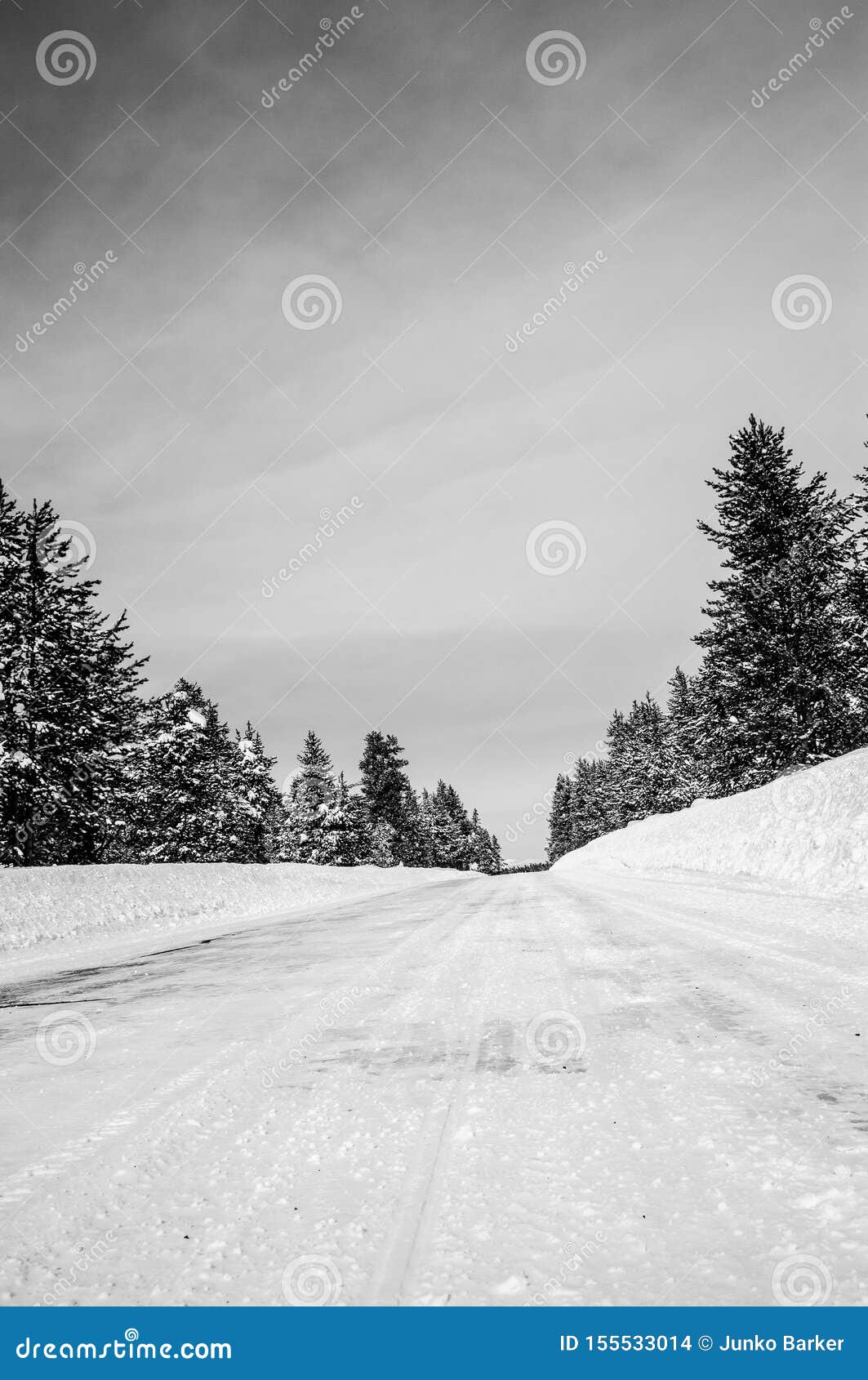 snow packed road at island park idaho