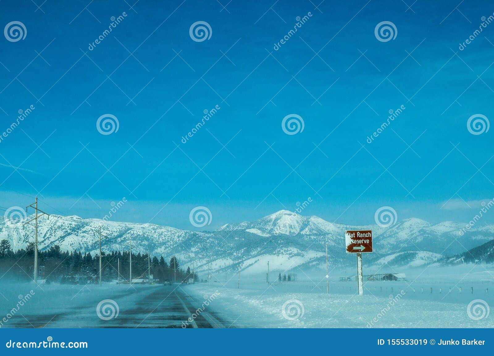Snow Drifting Road, Highway 20, Island Park, Idaho Stock Image Image