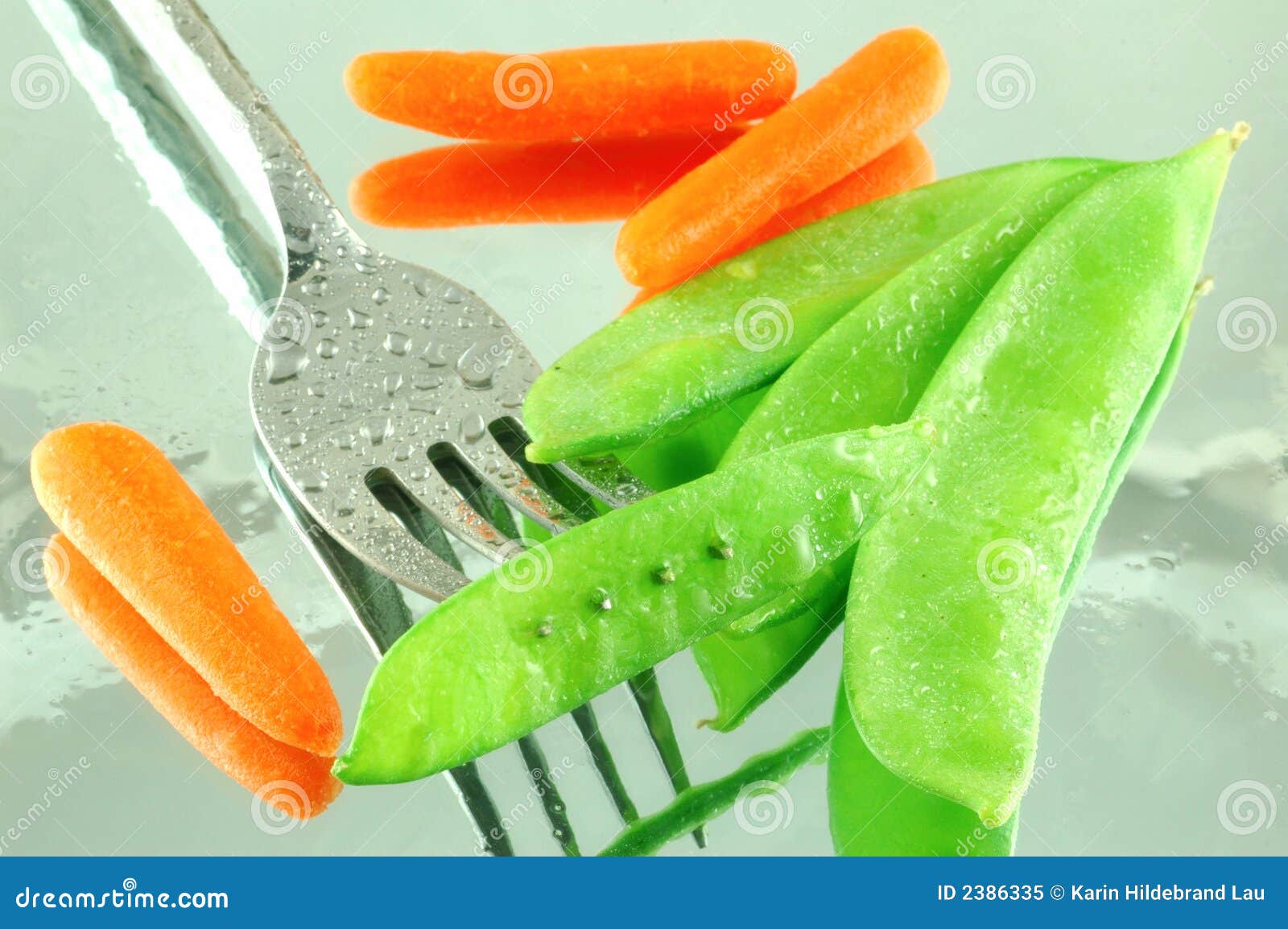 Snow Peas & Carrots stock image. Image of reflective 2386335