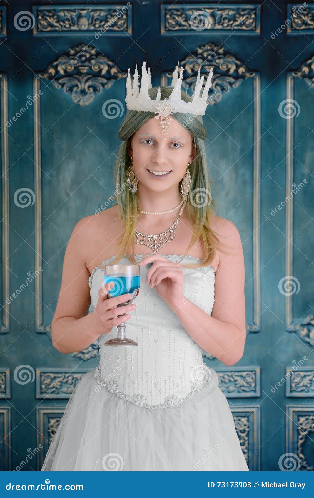 Snow Queen Holding a Chalice Stock Photo Image of magic, blue 73173908