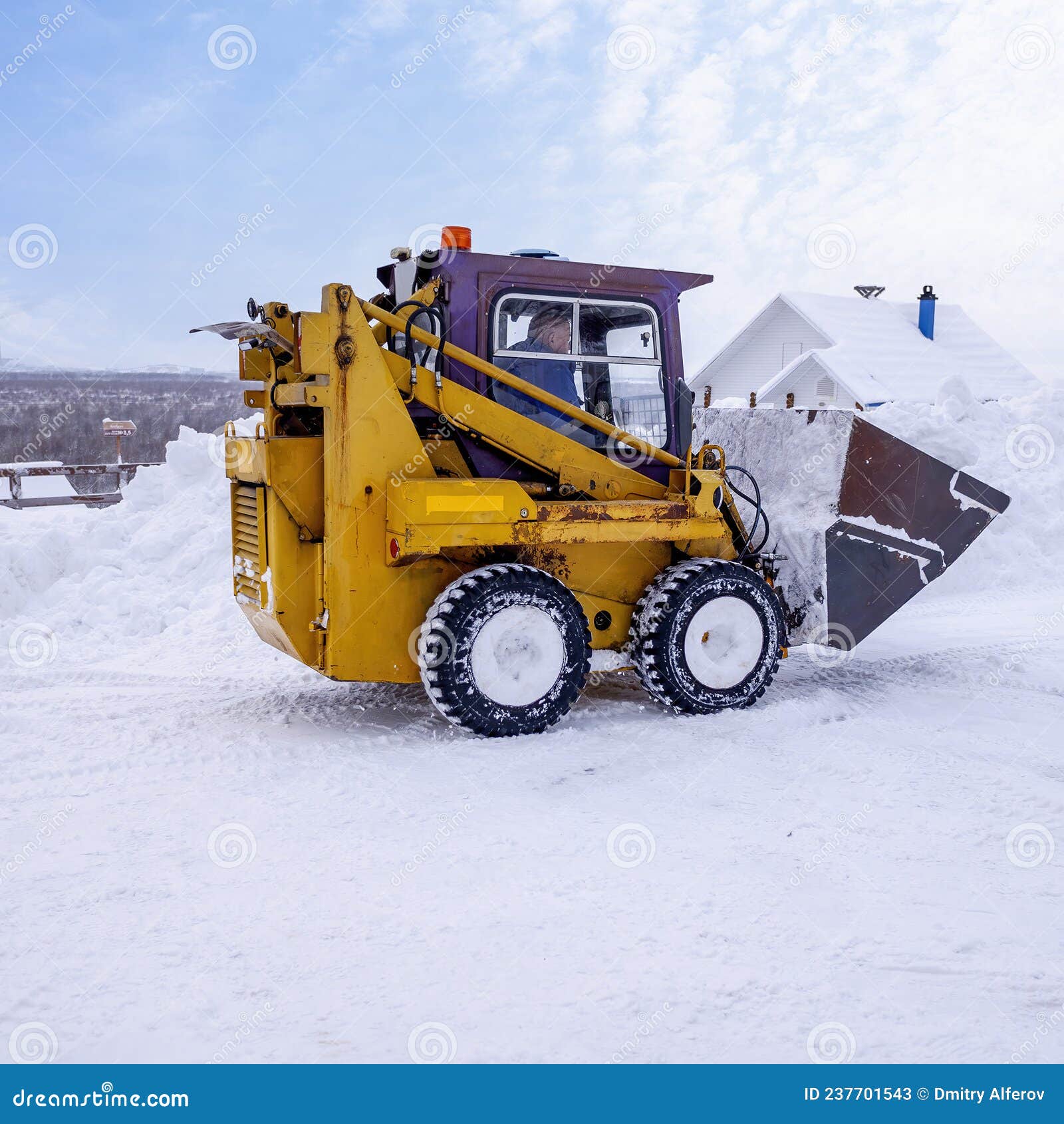 Snow Removal by a Mini Tractor in a Locality Stock Image Image of industrial, vehicle 237701543