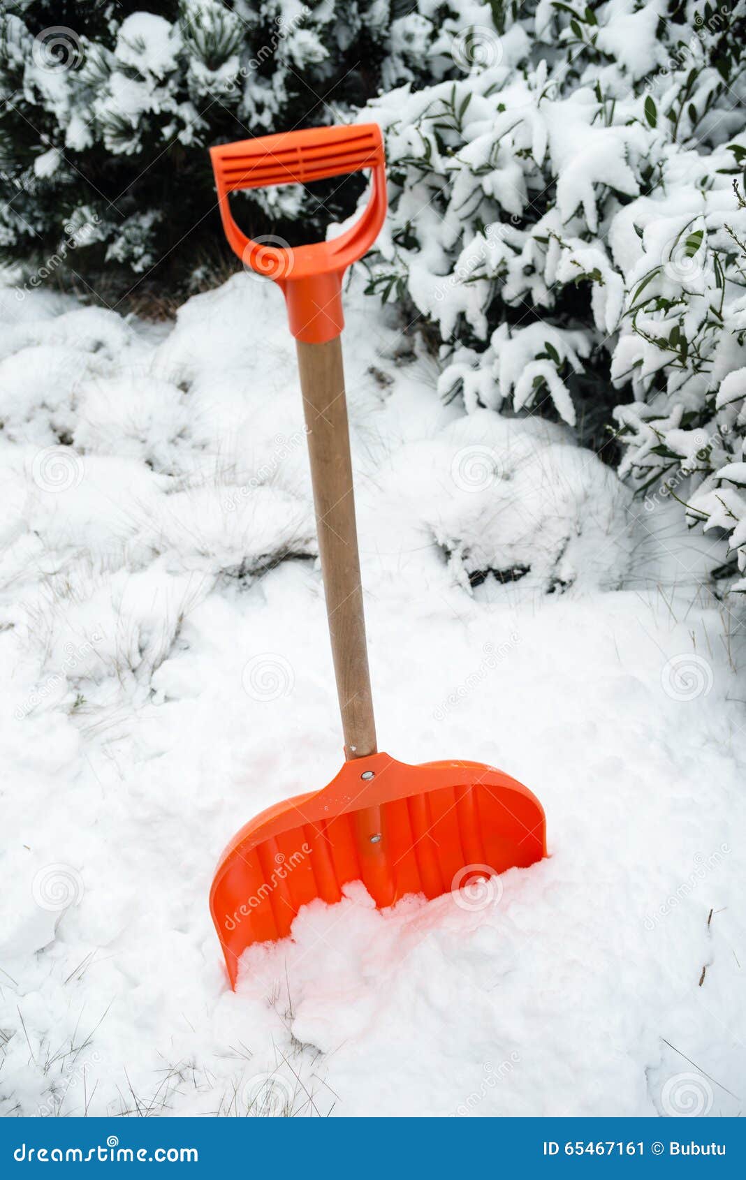 Snow Removal. Orange Shovel in Snow. Stock Image Image of january