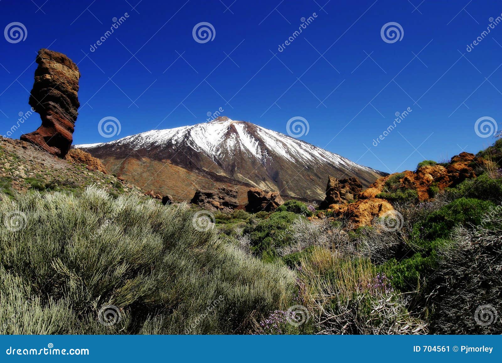 snow toppped volcano