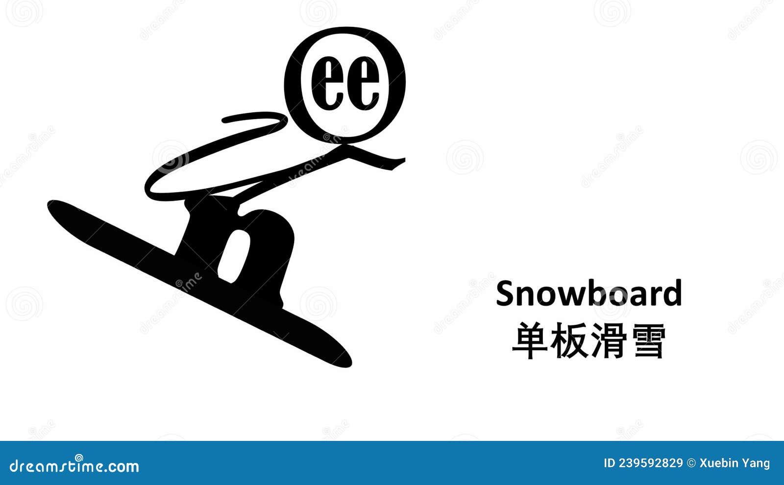 Snowboard Winter Olympic Games Cartoon Illustration Logo Design 239592829 