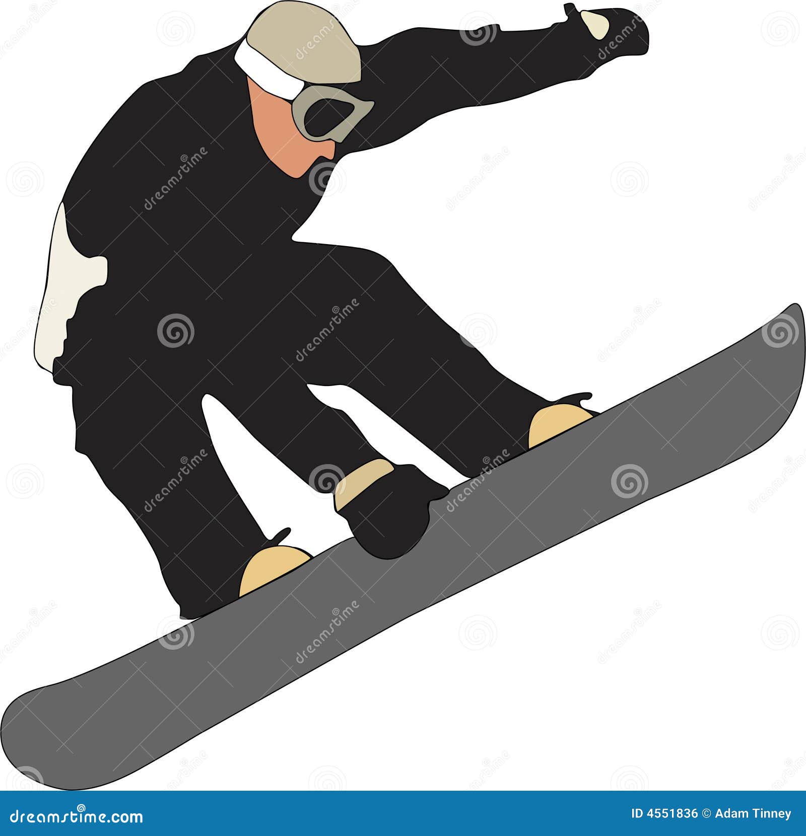 Snowboarder. Ilustración del Snowboard que hace un gancho agarrador en el aire.