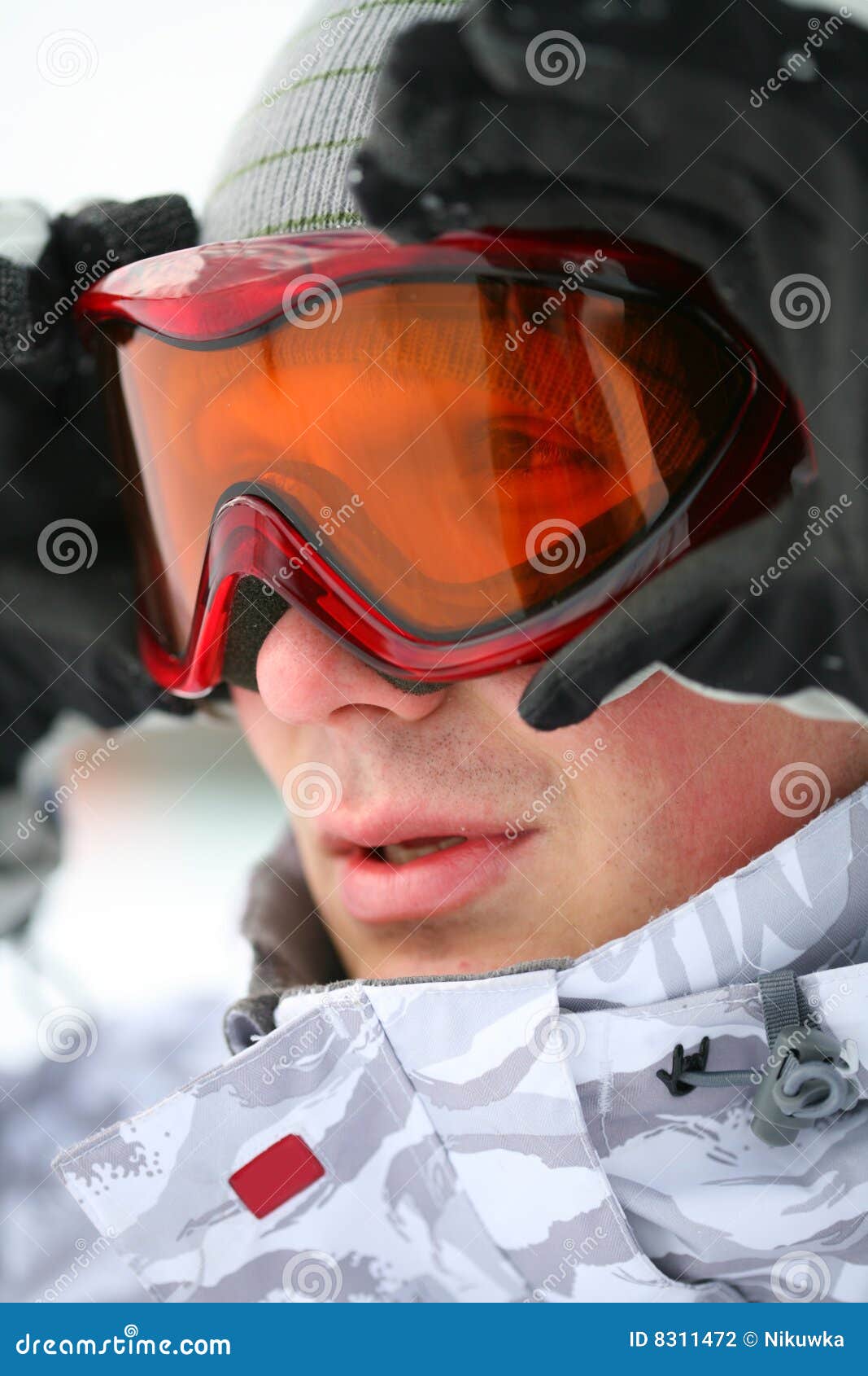 Snowboarder Looking in Goggles Stock Photo Image of hobby, face 8311472