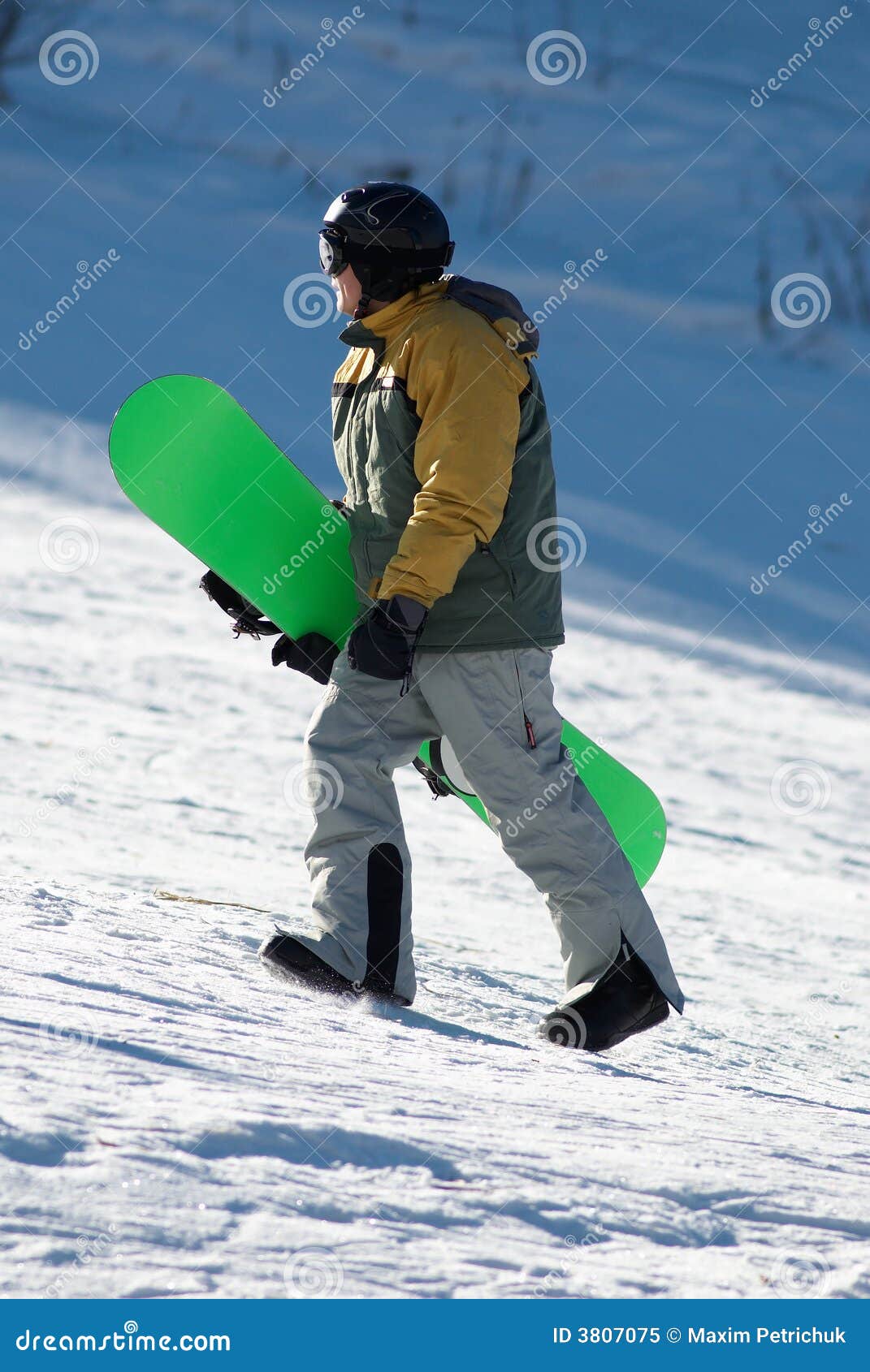 Snowboarder on ski slope stock image. Image of holiday 3807075