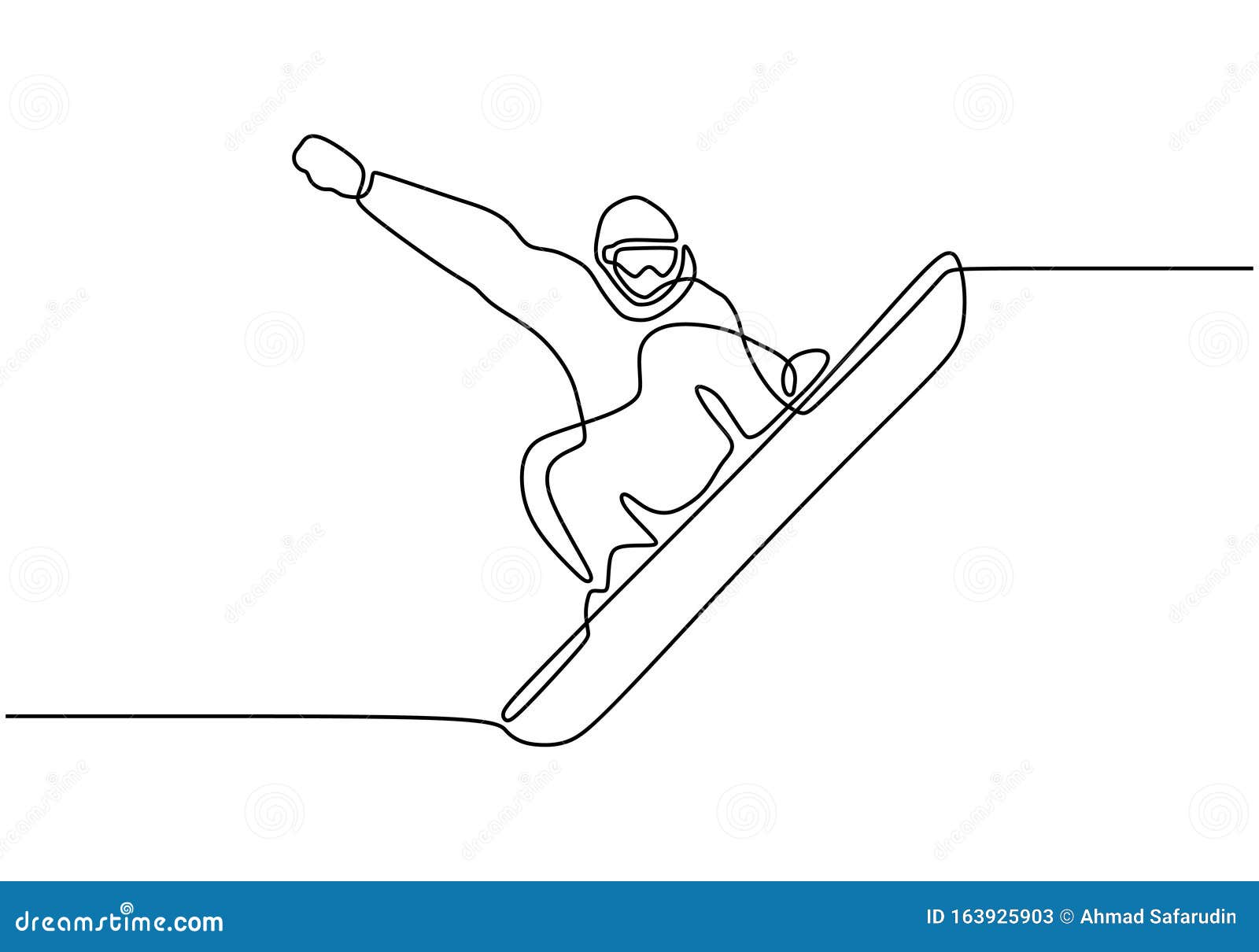 Snowboarding Continuous One Line Drawing