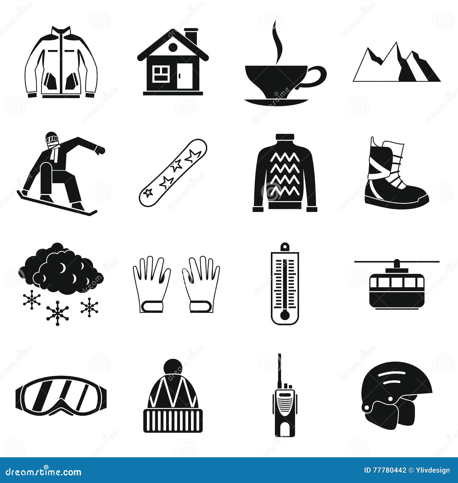 Snowboarding Icons Set, Simple Style Stock Vector - Illustration of ...