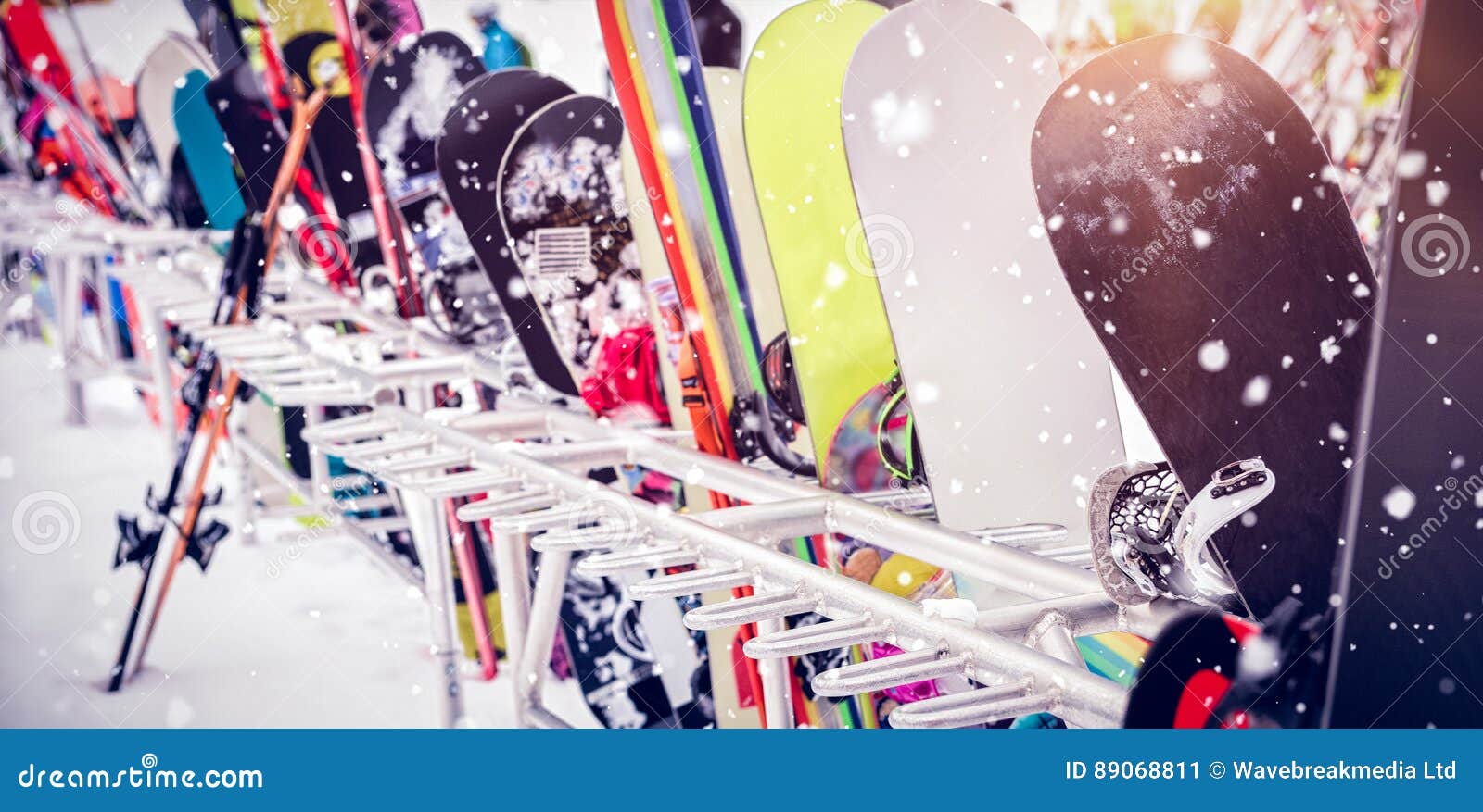 Snowboards and Skis Kept Together Stock Image Image of travel