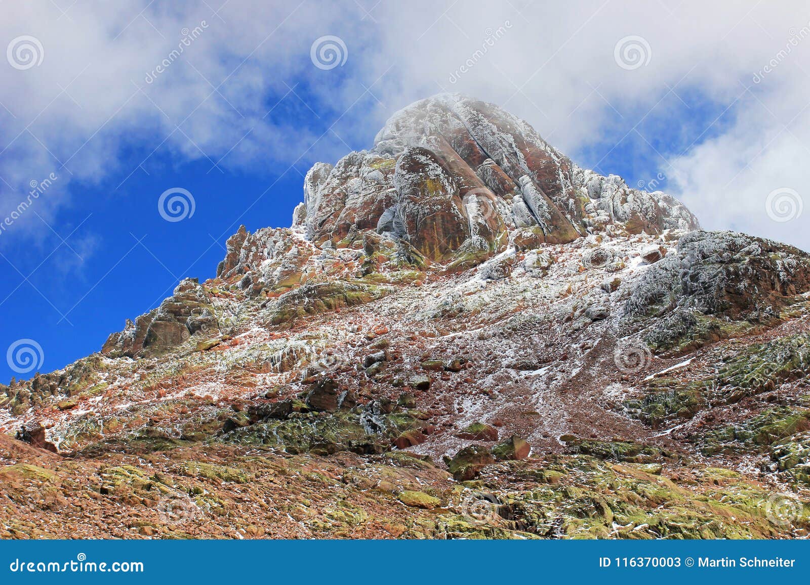 snowcapped paglia orba peak, 2525 masl, in the golo valley, central corsica, france, europe